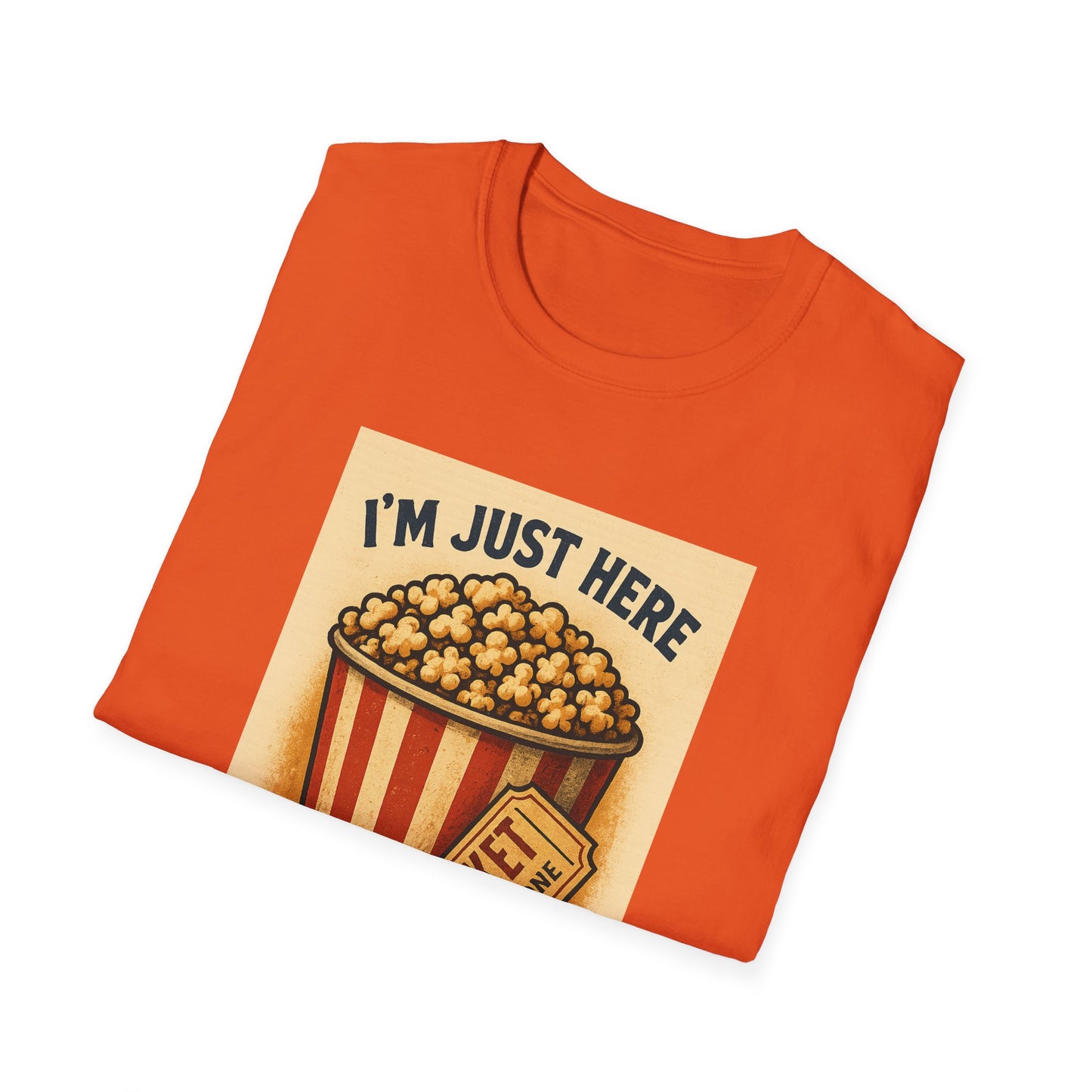 I’m Just Here for the Popcorn Shirt – Funny Movie Night Tee – Retro Popcorn Bucket T-Shirt for Theater & Film Fans