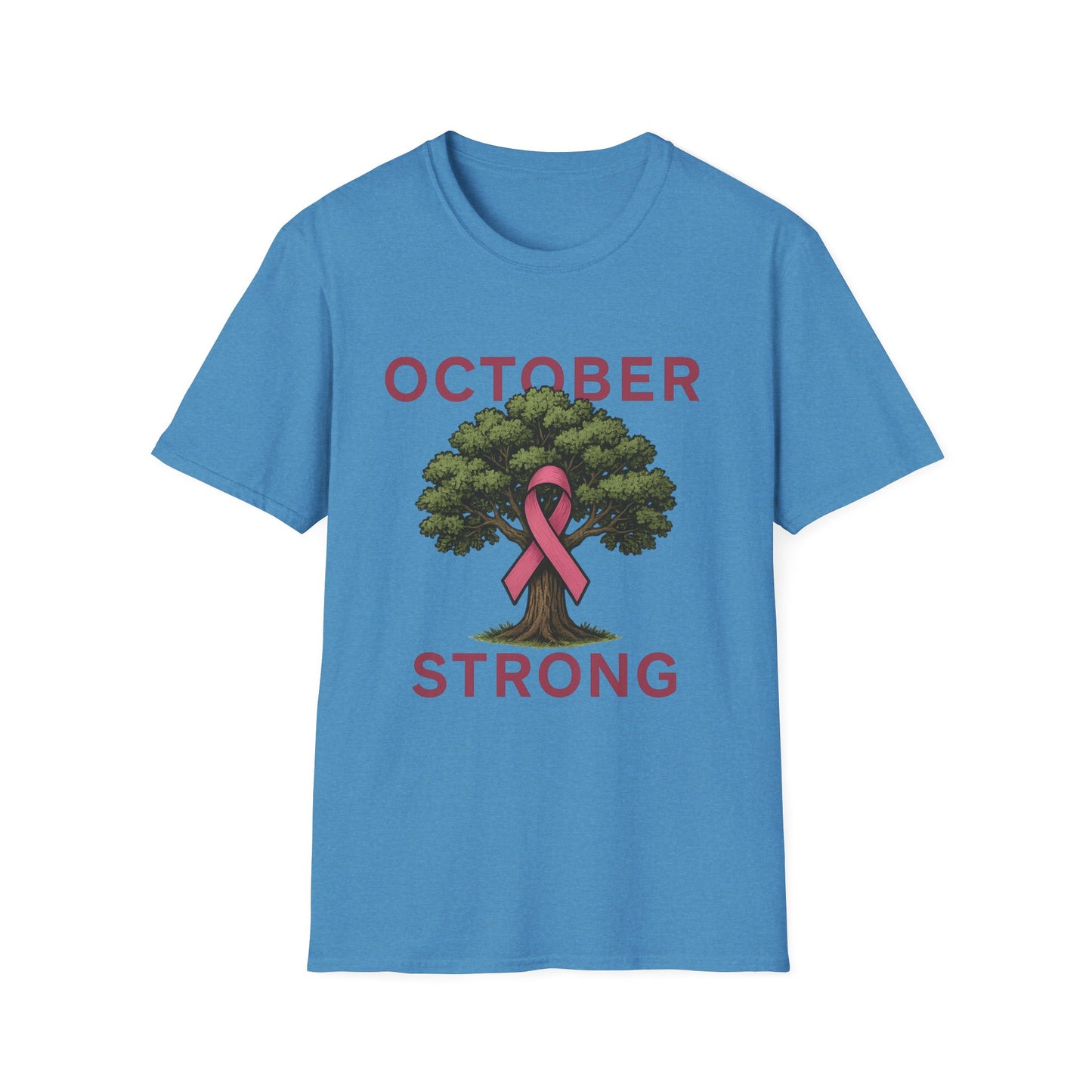 October Strong Shirt | Breast Cancer Awareness Pink Ribbon Tree Tee | Survivor Fighter Support T-Shirt Hope Strength Courage