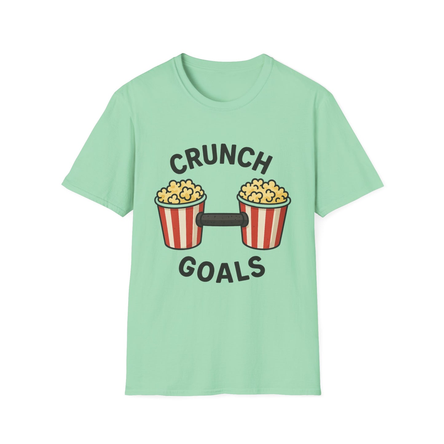 Crunch Goals Popcorn Shirt – Funny Fitness Pun Tee – Retro Popcorn Lover T-Shirt for Movie Nights & Snack Fans