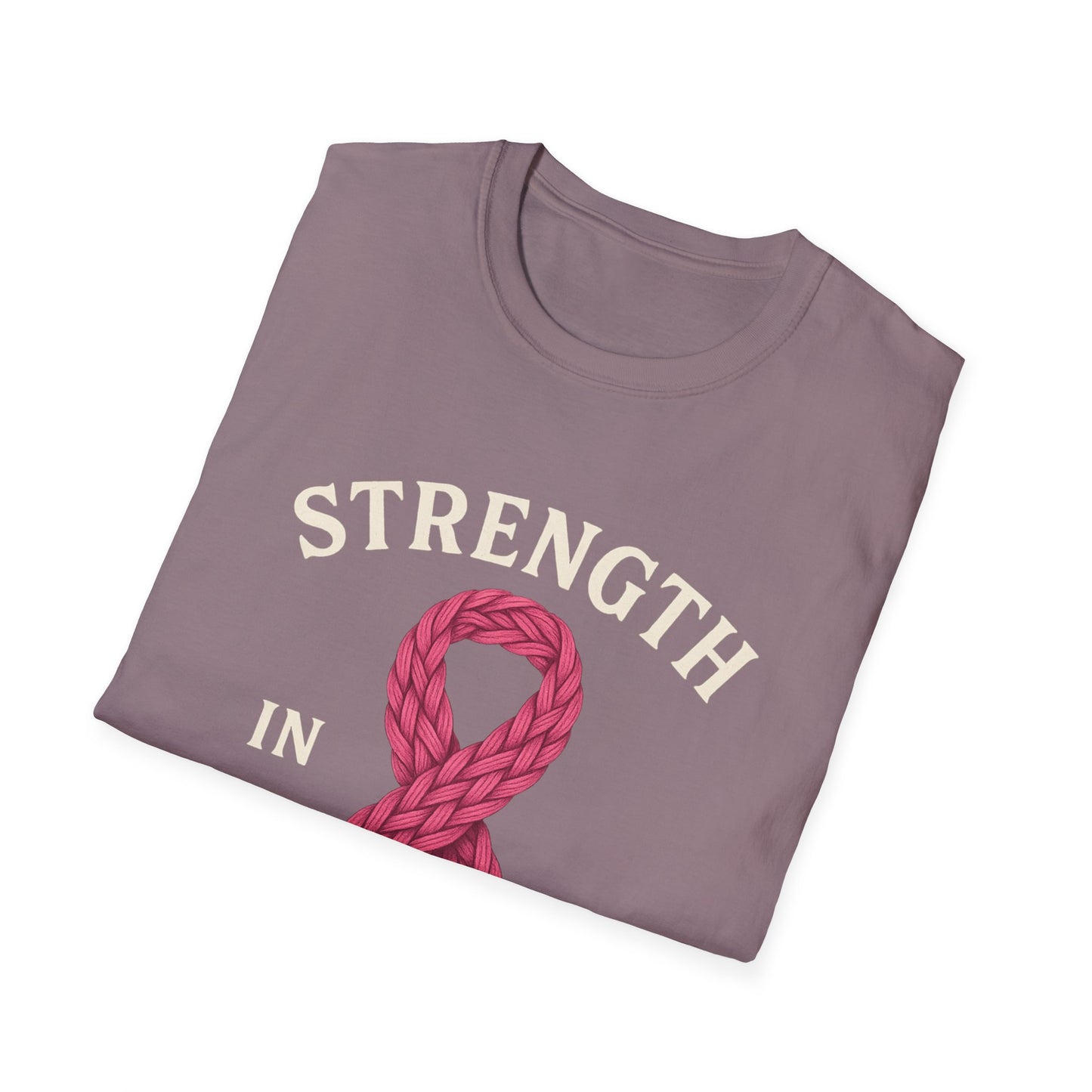 Strength in Every Stitch Shirt | Breast Cancer Awareness Pink Ribbon Tee | Knitting Crochet Support Survivor Fighter T-Shirt