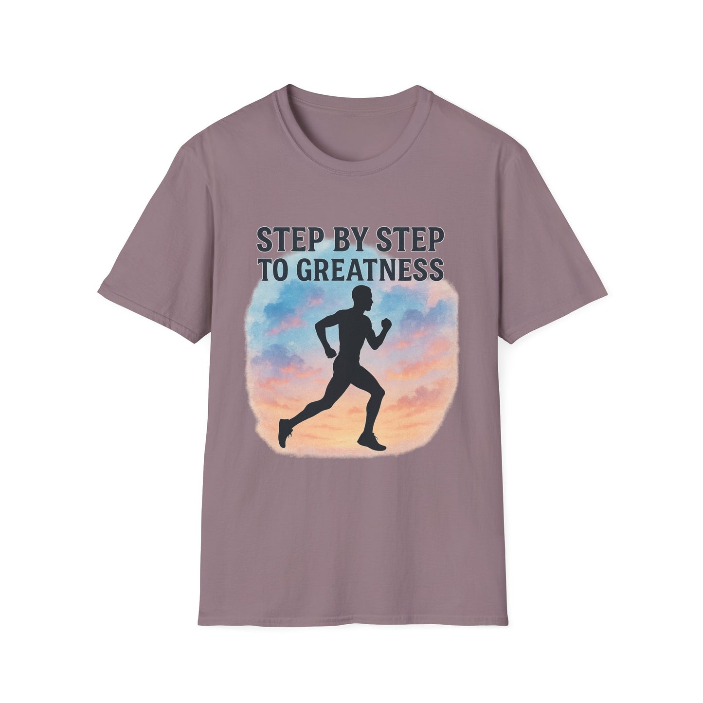 Step by Step to Greatness T-Shirt – Runner Silhouette Motivational Fitness Tee