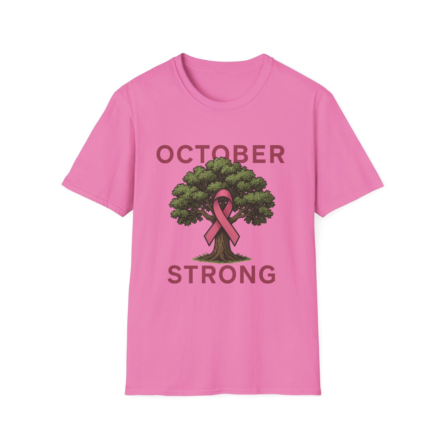 October Strong Shirt | Breast Cancer Awareness Pink Ribbon Tree Tee | Survivor Fighter Support T-Shirt Hope Strength Courage