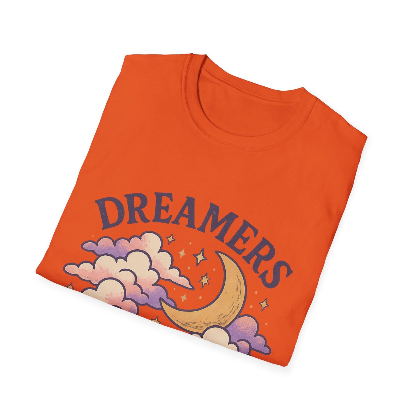 Dreamers Unite T-Shirt – Whimsical Moon & Clouds Inspirational Dreamer Tee