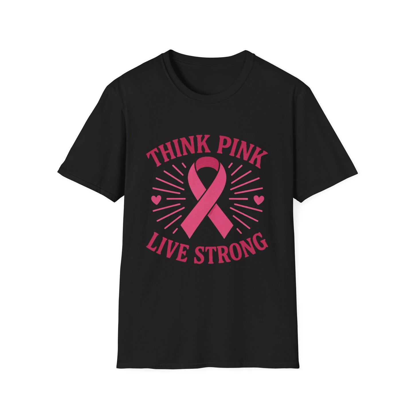 Think Pink Shirt Live Strong | Breast Cancer Awareness Ribbon Tee | Pink Support Hope Strength T-Shirt Women Men October