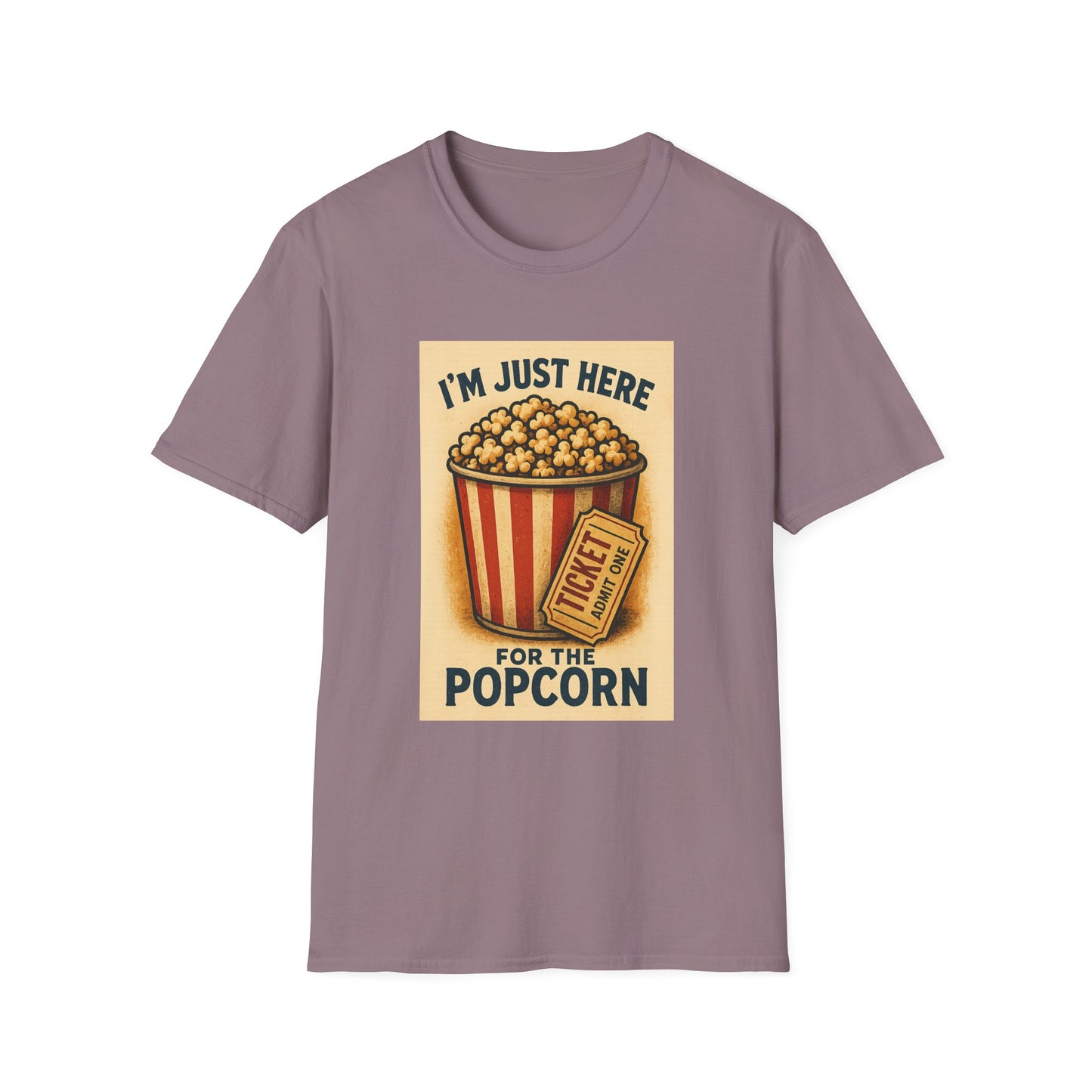 I’m Just Here for the Popcorn Shirt – Funny Movie Night Tee – Retro Popcorn Bucket T-Shirt for Theater & Film Fans