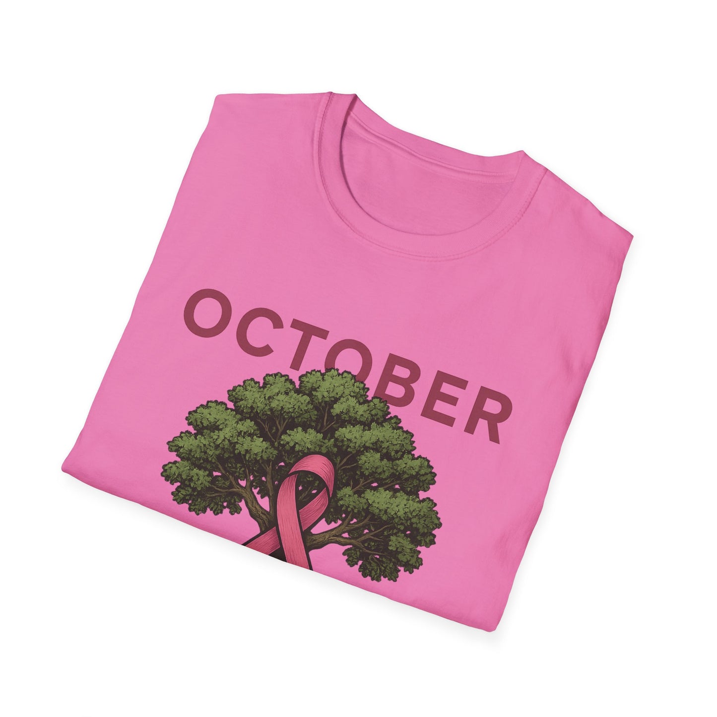 October Strong Shirt | Breast Cancer Awareness Pink Ribbon Tree Tee | Survivor Fighter Support T-Shirt Hope Strength Courage