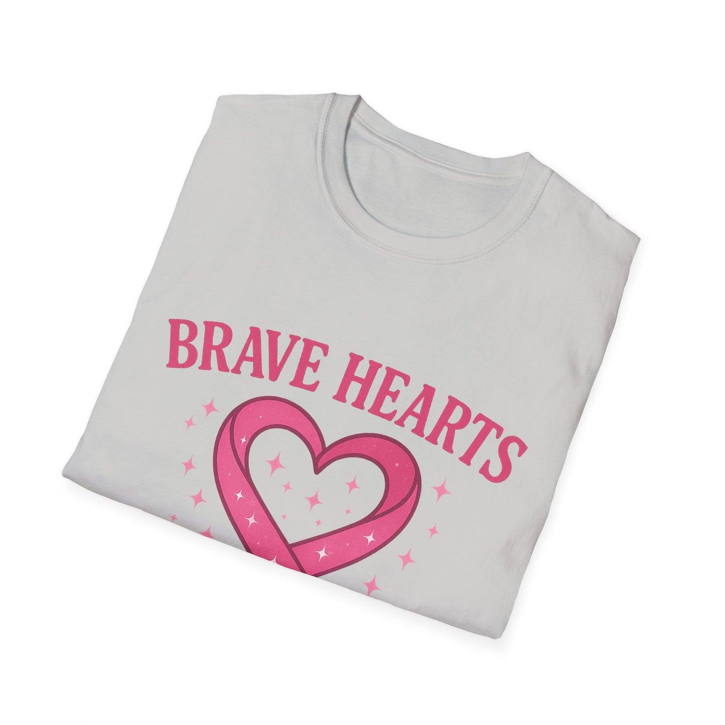 Brave Hearts Wear Pink Shirt | Breast Cancer Awareness Heart Ribbon Tee | Survivor Fighter Support Hope T-Shirt October Strong