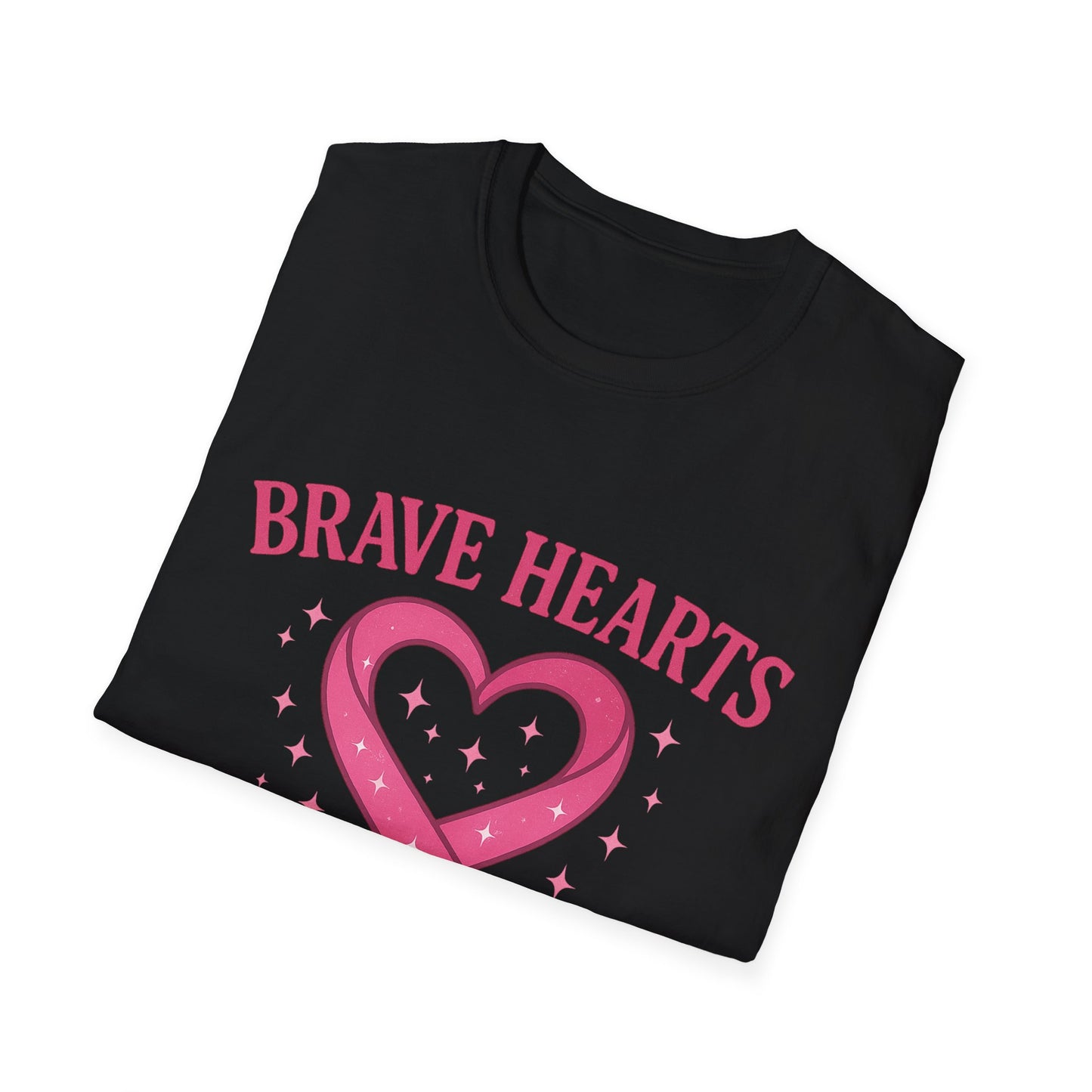 Brave Hearts Wear Pink Shirt | Breast Cancer Awareness Heart Ribbon Tee | Survivor Fighter Support Hope T-Shirt October Strong