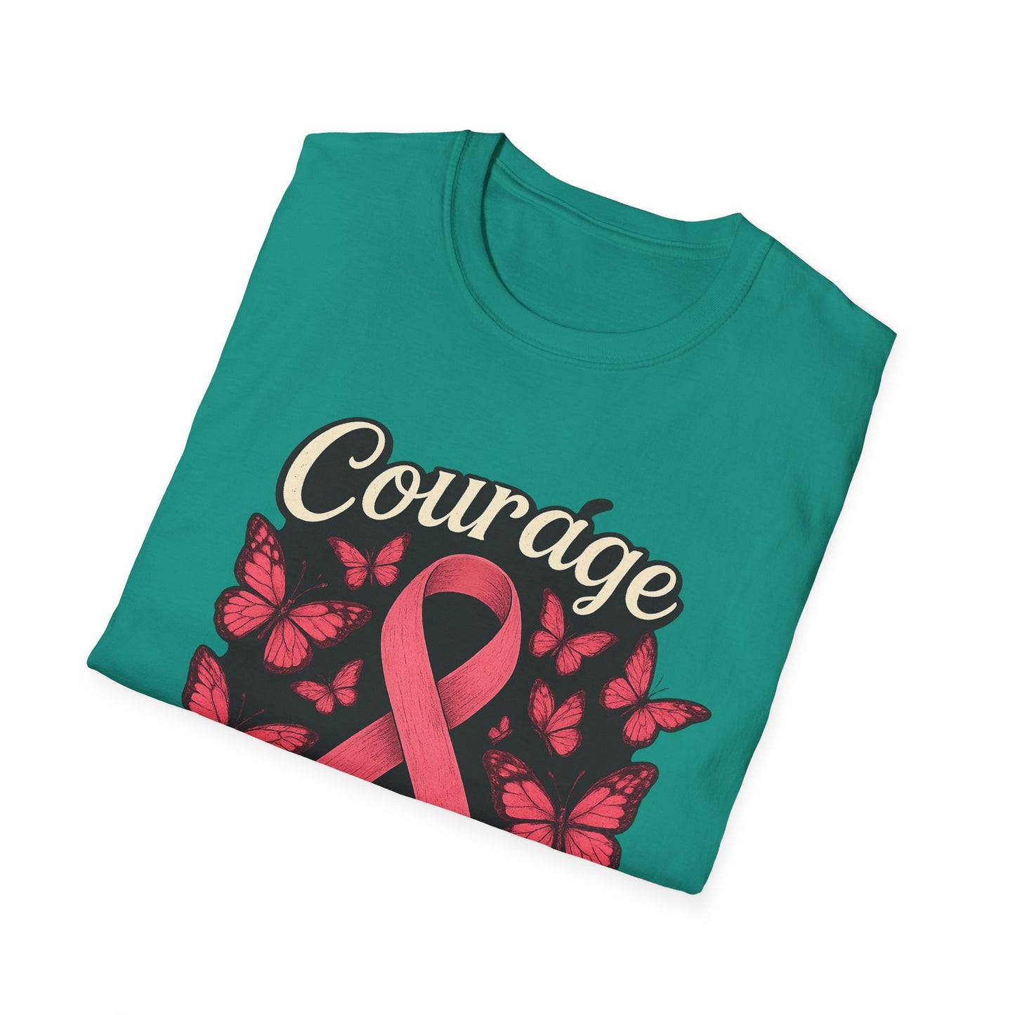Courage Is Contagious Shirt | Breast Cancer Awareness Pink Ribbon Tee | Butterfly Hope Support Survivor Fighter T-Shirt October