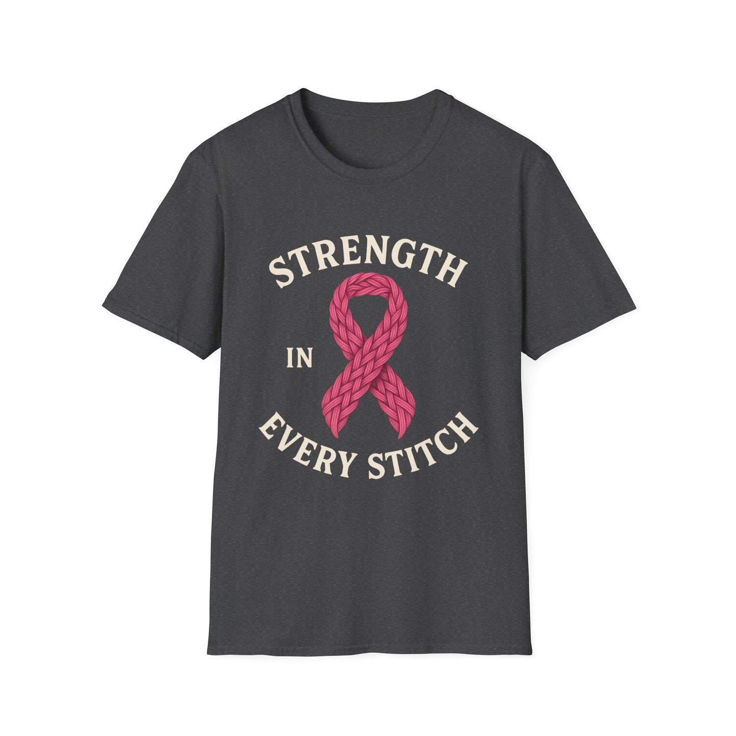 Strength in Every Stitch Shirt | Breast Cancer Awareness Pink Ribbon Tee | Knitting Crochet Support Survivor Fighter T-Shirt