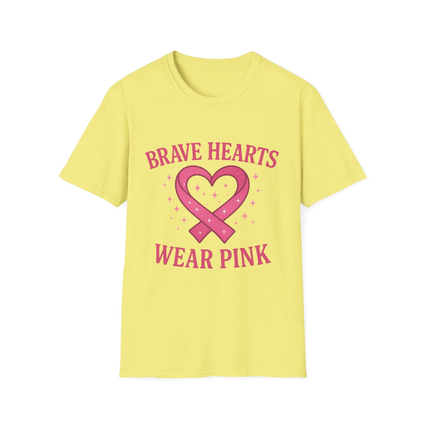 Brave Hearts Wear Pink Shirt | Breast Cancer Awareness Heart Ribbon Tee | Survivor Fighter Support Hope T-Shirt October Strong
