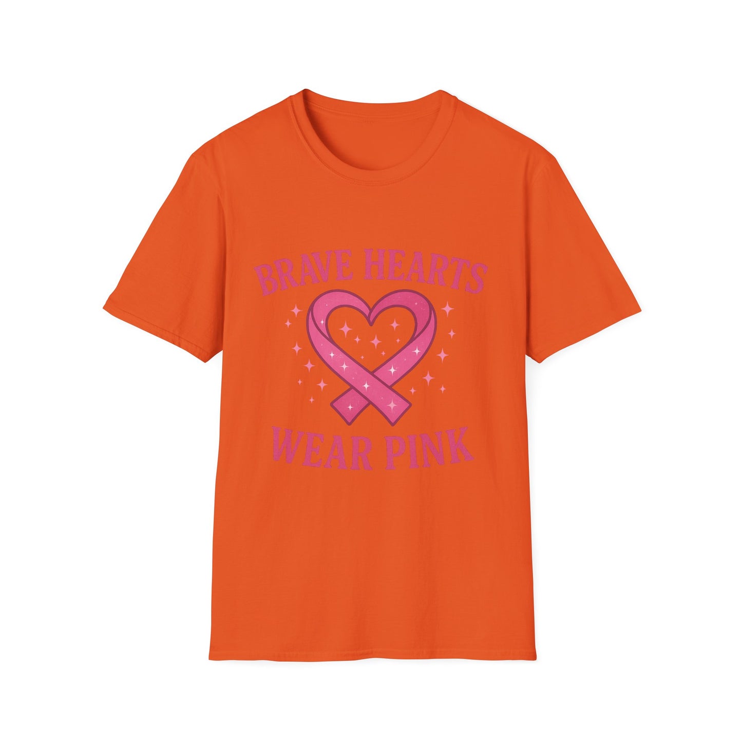 Brave Hearts Wear Pink Shirt | Breast Cancer Awareness Heart Ribbon Tee | Survivor Fighter Support Hope T-Shirt October Strong