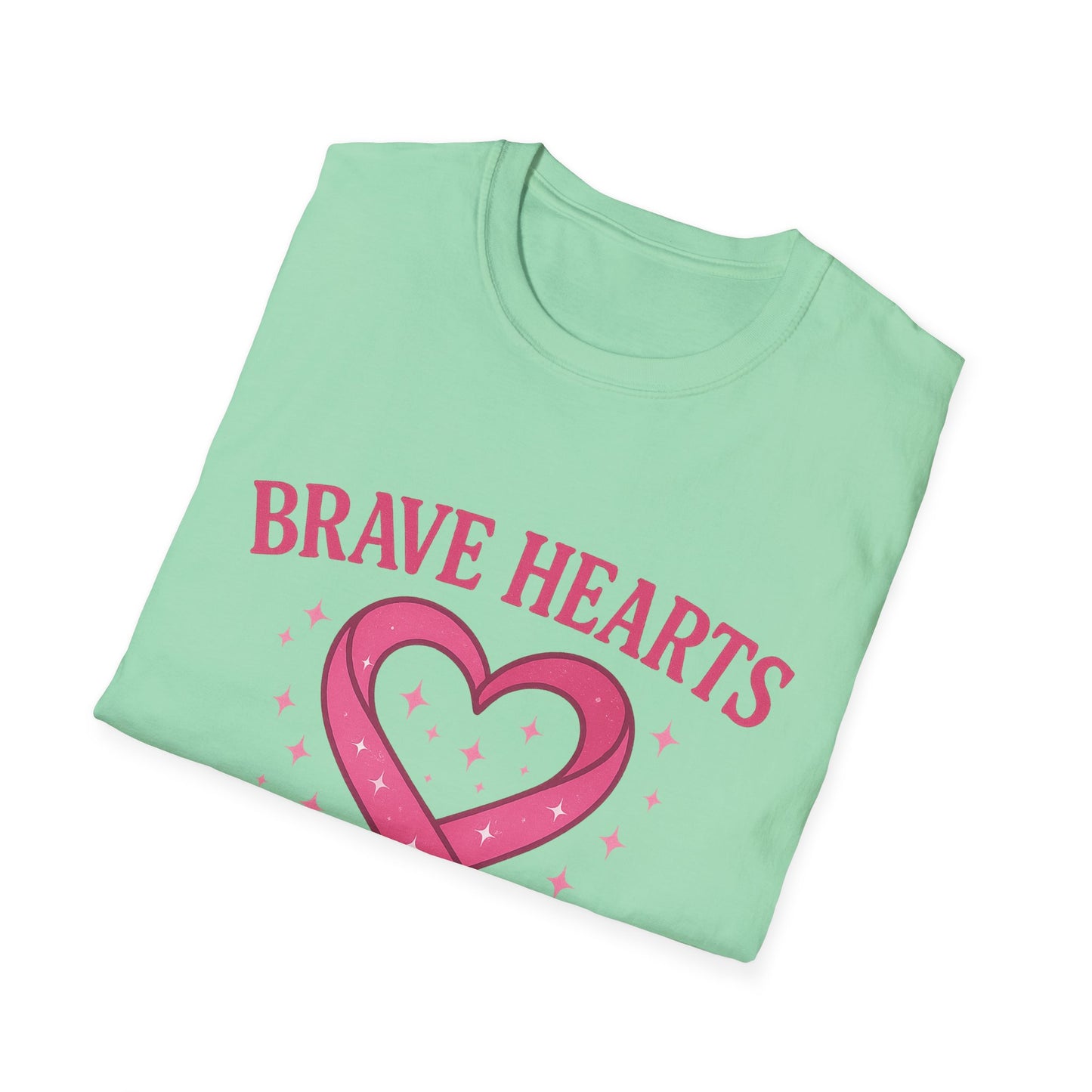 Brave Hearts Wear Pink Shirt | Breast Cancer Awareness Heart Ribbon Tee | Survivor Fighter Support Hope T-Shirt October Strong