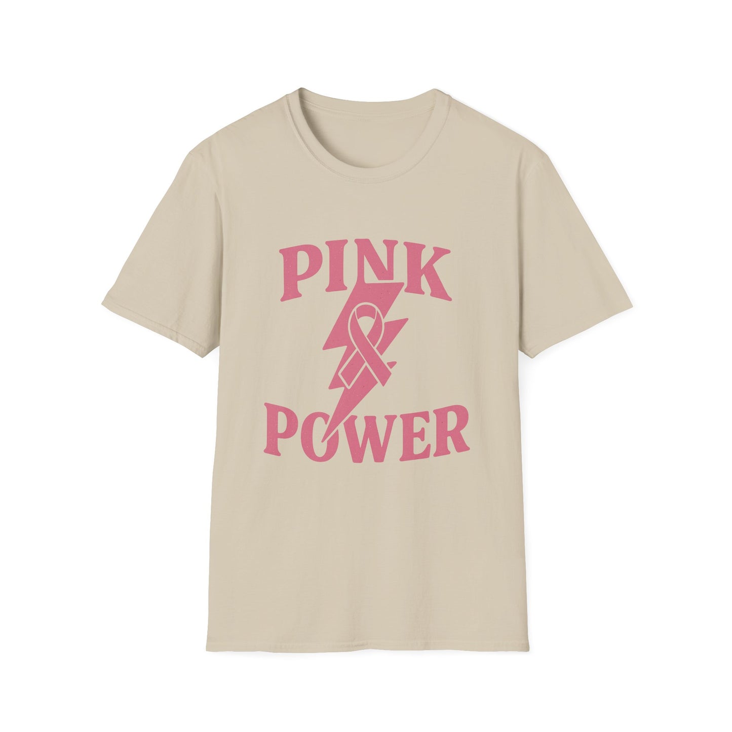 Pink Power Shirt | Breast Cancer Awareness Lightning Ribbon Tee | Survivor Fighter Strong Support Hope T-Shirt October Month