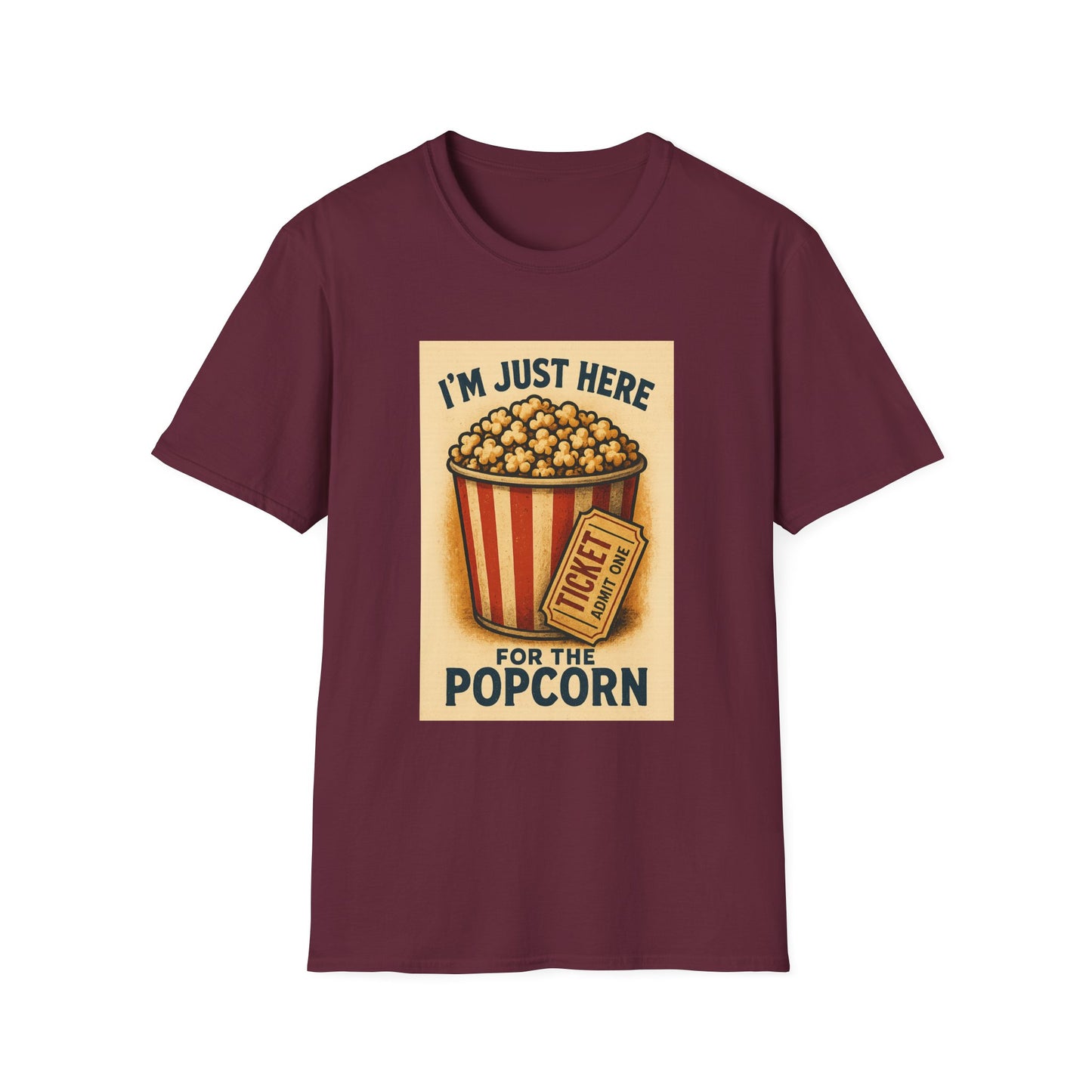 I’m Just Here for the Popcorn Shirt – Funny Movie Night Tee – Retro Popcorn Bucket T-Shirt for Theater & Film Fans