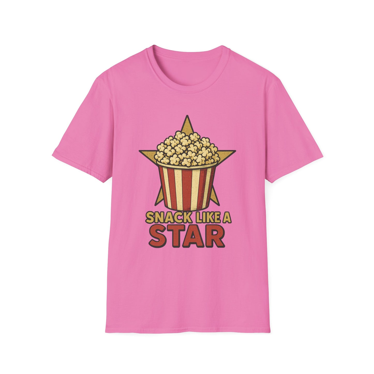 Snack Like a Star Popcorn Shirt – Funny Movie Night Tee – Retro Popcorn Bucket T-Shirt for Cinema Fans