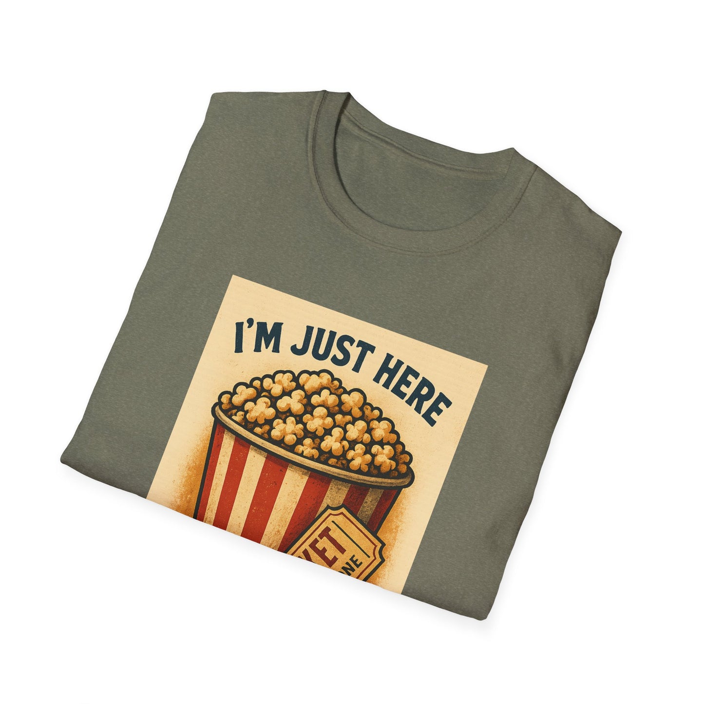 I’m Just Here for the Popcorn Shirt – Funny Movie Night Tee – Retro Popcorn Bucket T-Shirt for Theater & Film Fans