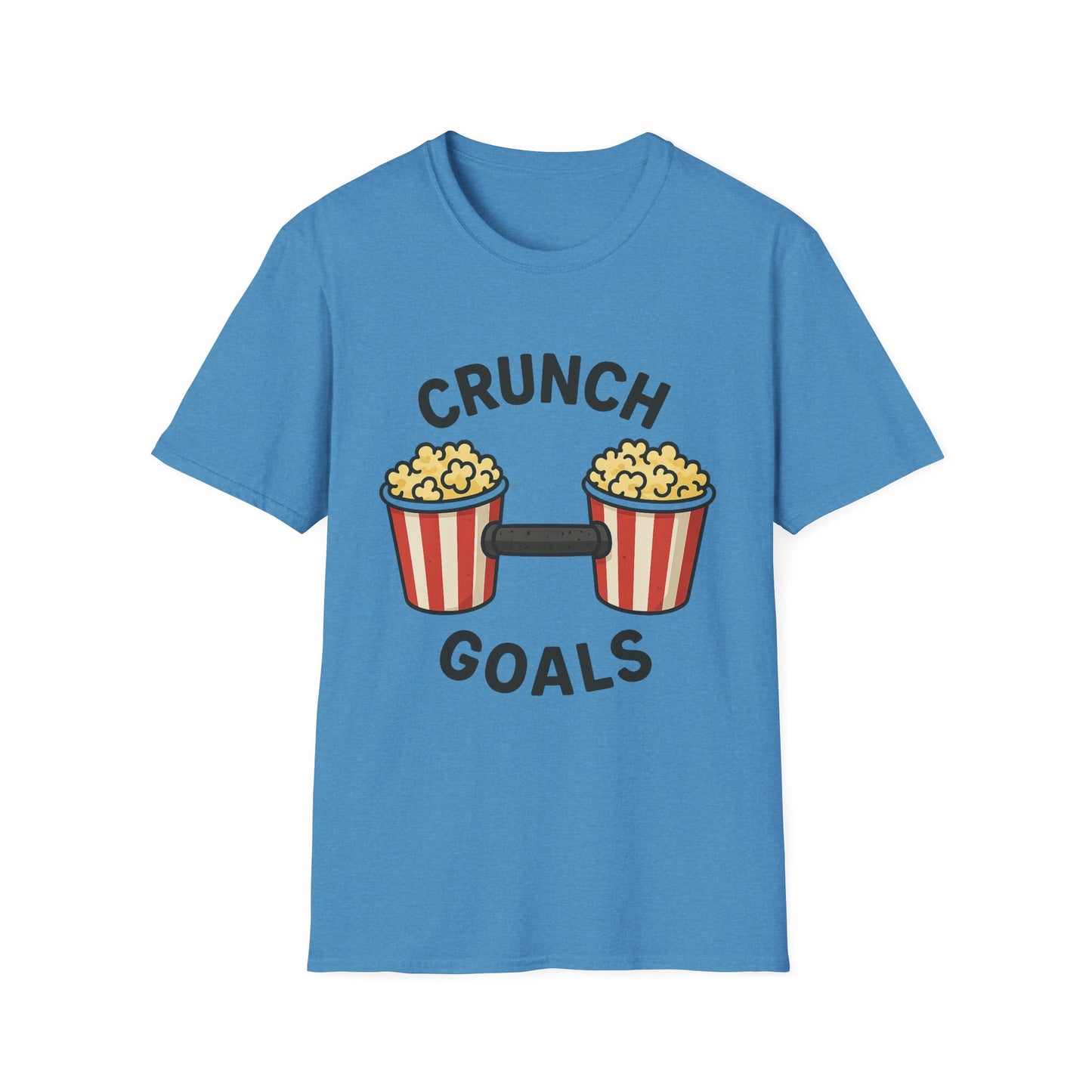 Crunch Goals Popcorn Shirt – Funny Fitness Pun Tee – Retro Popcorn Lover T-Shirt for Movie Nights & Snack Fans