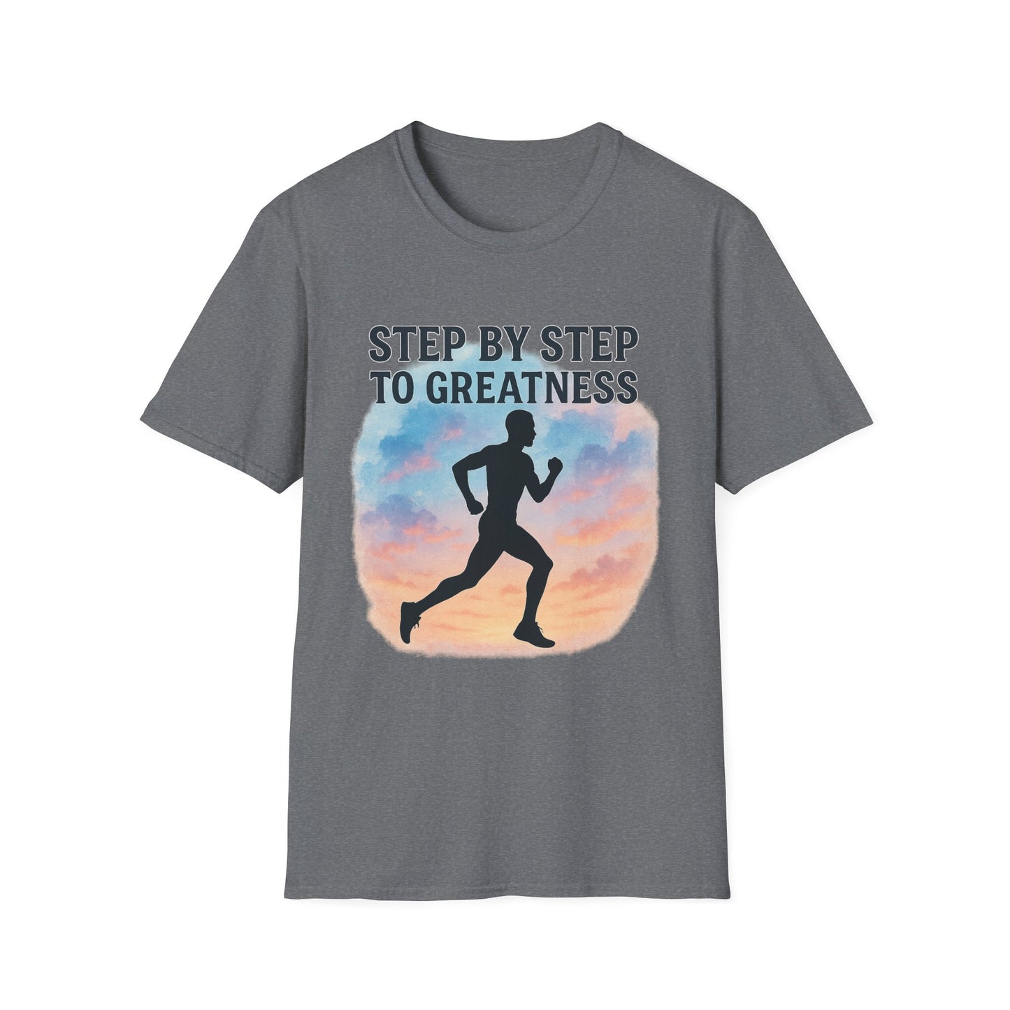 Step by Step to Greatness T-Shirt – Runner Silhouette Motivational Fitness Tee
