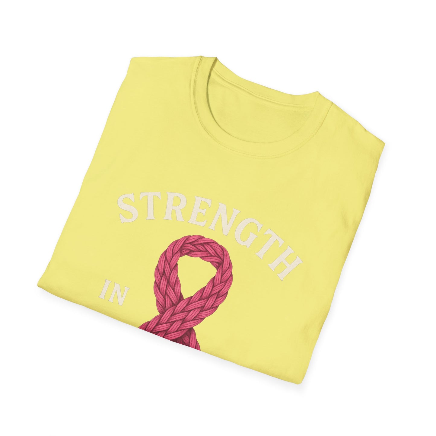 Strength in Every Stitch Shirt | Breast Cancer Awareness Pink Ribbon Tee | Knitting Crochet Support Survivor Fighter T-Shirt