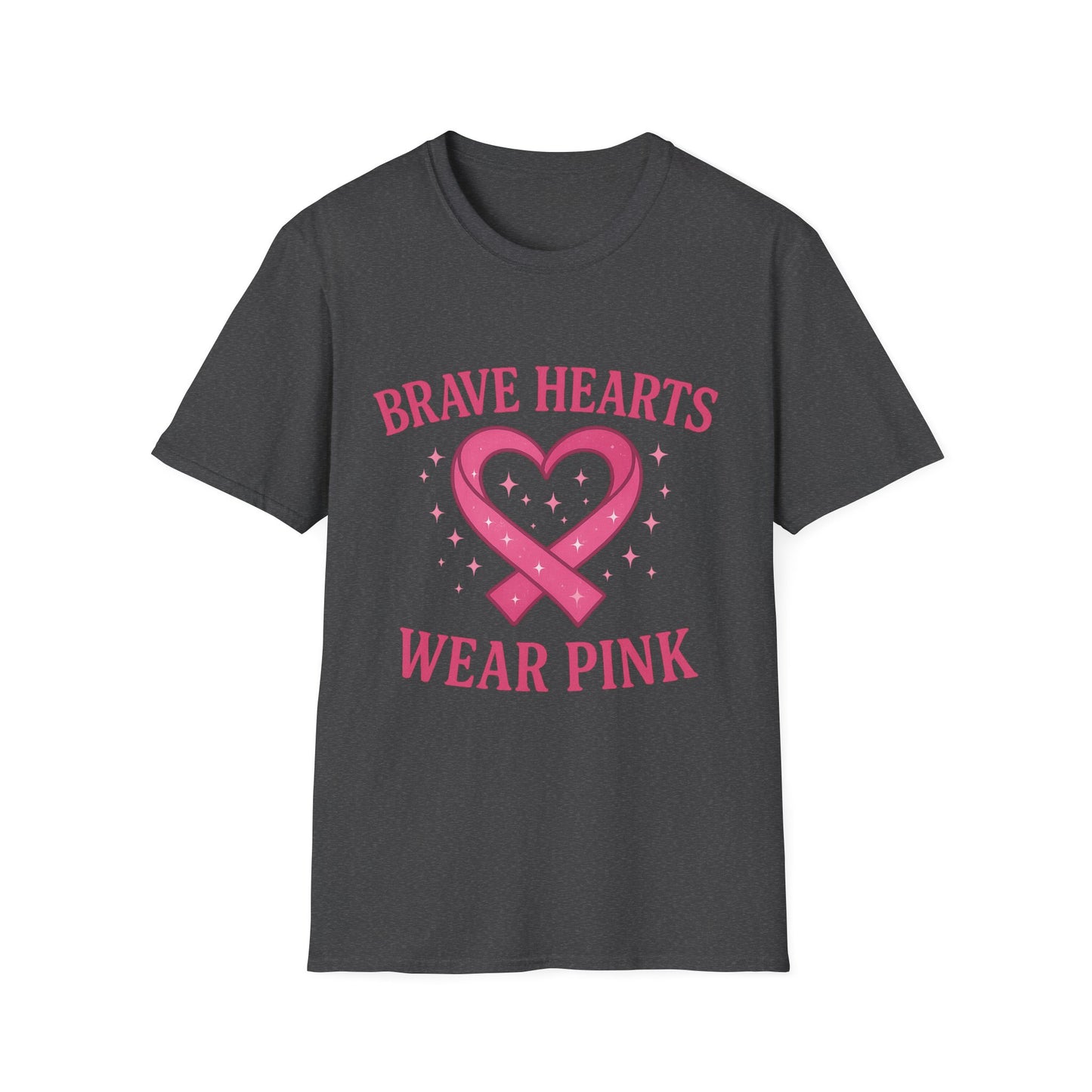 Brave Hearts Wear Pink Shirt | Breast Cancer Awareness Heart Ribbon Tee | Survivor Fighter Support Hope T-Shirt October Strong