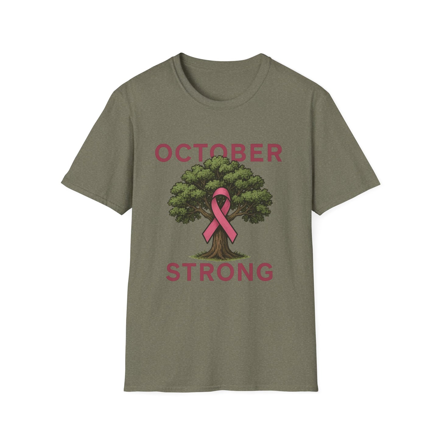 October Strong Shirt | Breast Cancer Awareness Pink Ribbon Tree Tee | Survivor Fighter Support T-Shirt Hope Strength Courage