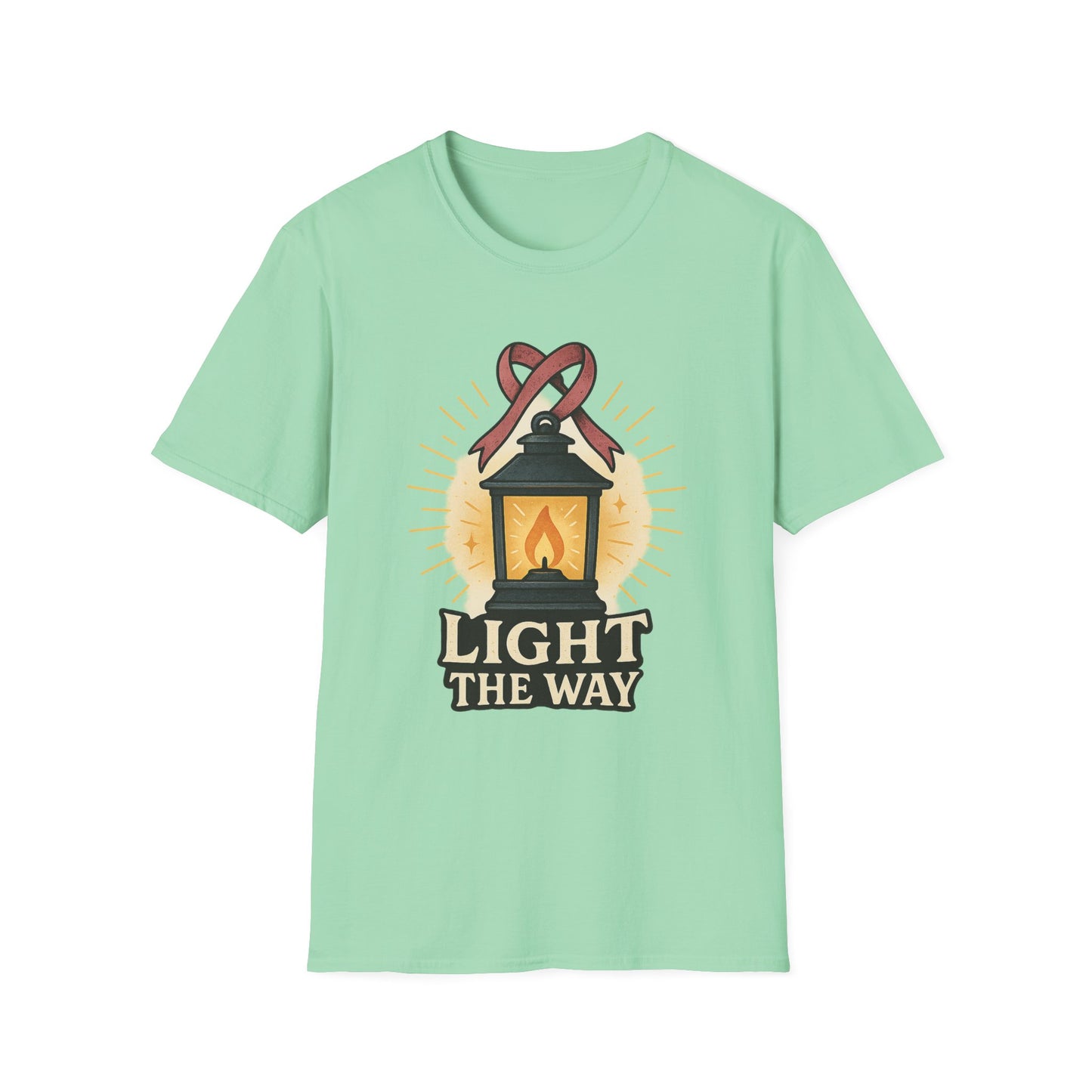 Light the Way Shirt | Breast Cancer Awareness Pink Ribbon Lantern Tee | Hope Support Survivor Fighter T-Shirt October Strong