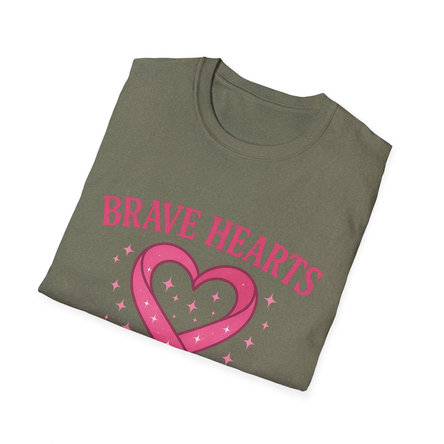 Brave Hearts Wear Pink Shirt | Breast Cancer Awareness Heart Ribbon Tee | Survivor Fighter Support Hope T-Shirt October Strong