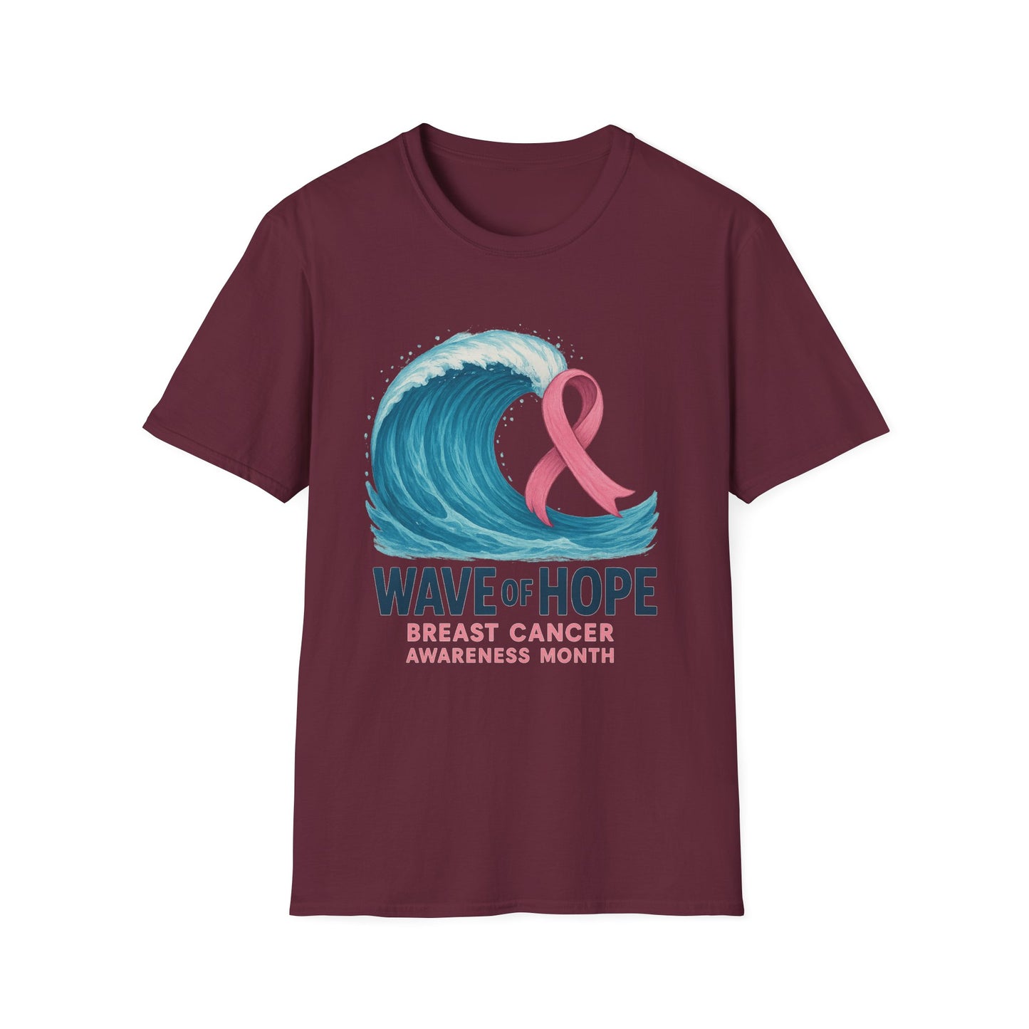 Wave of Hope Shirt | Breast Cancer Awareness Month Tee | Ocean Pink Ribbon Support Survivor Fighter T-Shirt October Strong