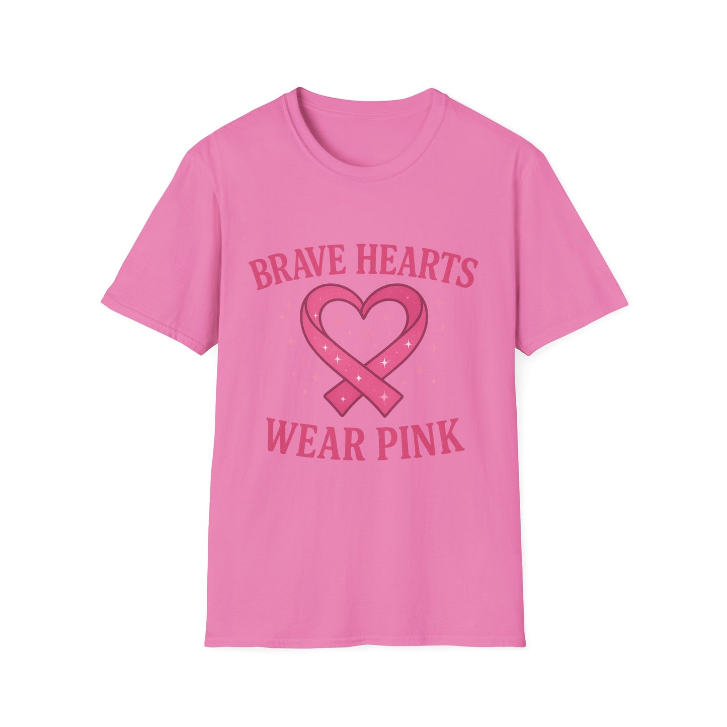Brave Hearts Wear Pink Shirt | Breast Cancer Awareness Heart Ribbon Tee | Survivor Fighter Support Hope T-Shirt October Strong