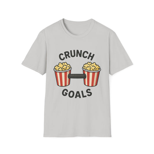Crunch Goals Popcorn Shirt – Funny Fitness Pun Tee – Retro Popcorn Lover T-Shirt for Movie Nights & Snack Fans