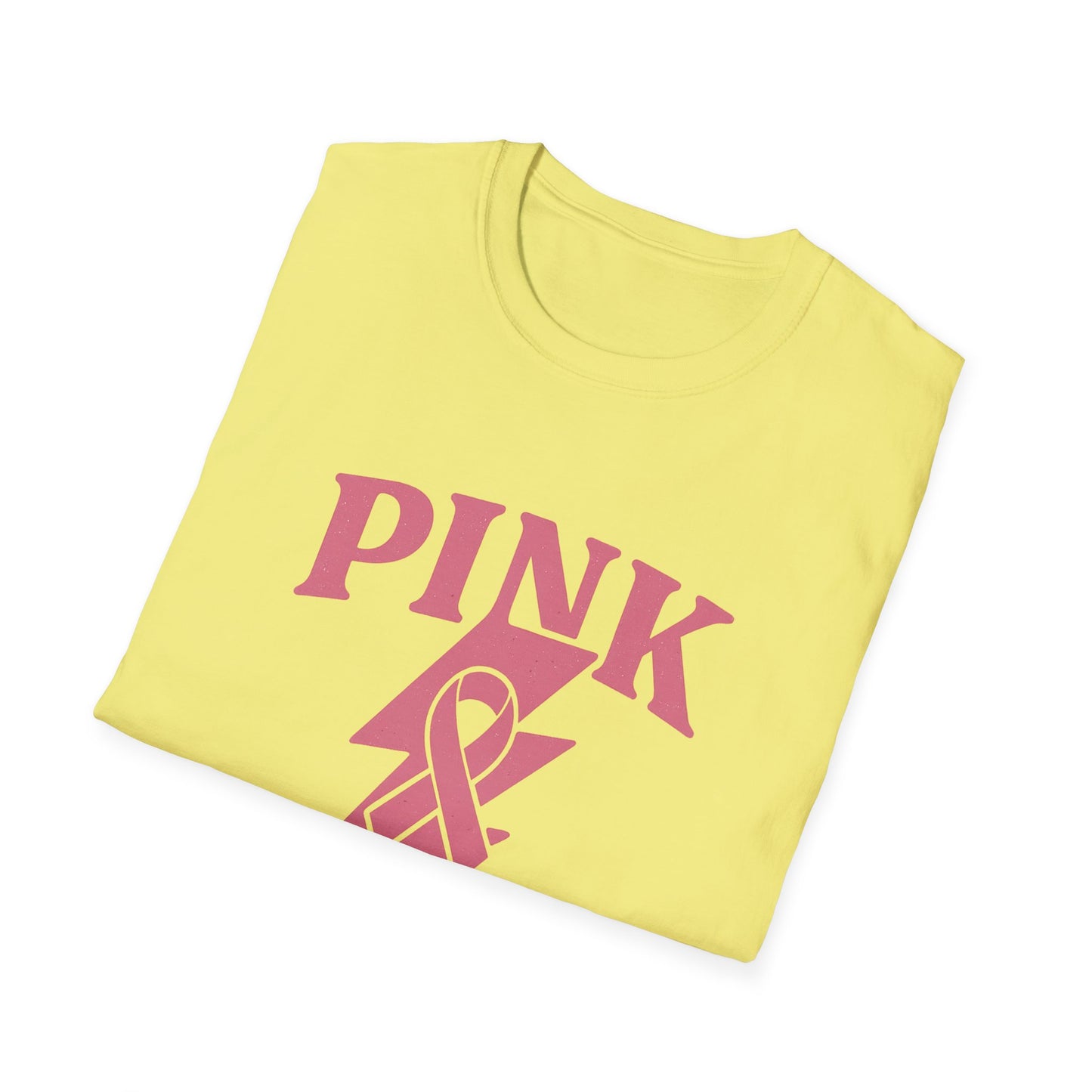 Pink Power Shirt | Breast Cancer Awareness Lightning Ribbon Tee | Survivor Fighter Strong Support Hope T-Shirt October Month