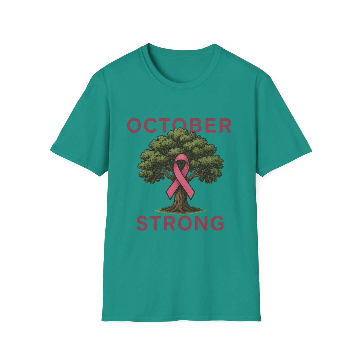 October Strong Shirt | Breast Cancer Awareness Pink Ribbon Tree Tee | Survivor Fighter Support T-Shirt Hope Strength Courage