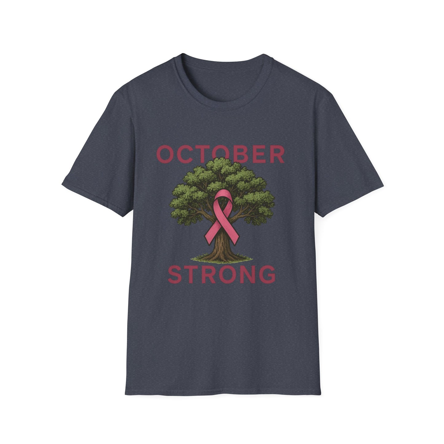 October Strong Shirt | Breast Cancer Awareness Pink Ribbon Tree Tee | Survivor Fighter Support T-Shirt Hope Strength Courage