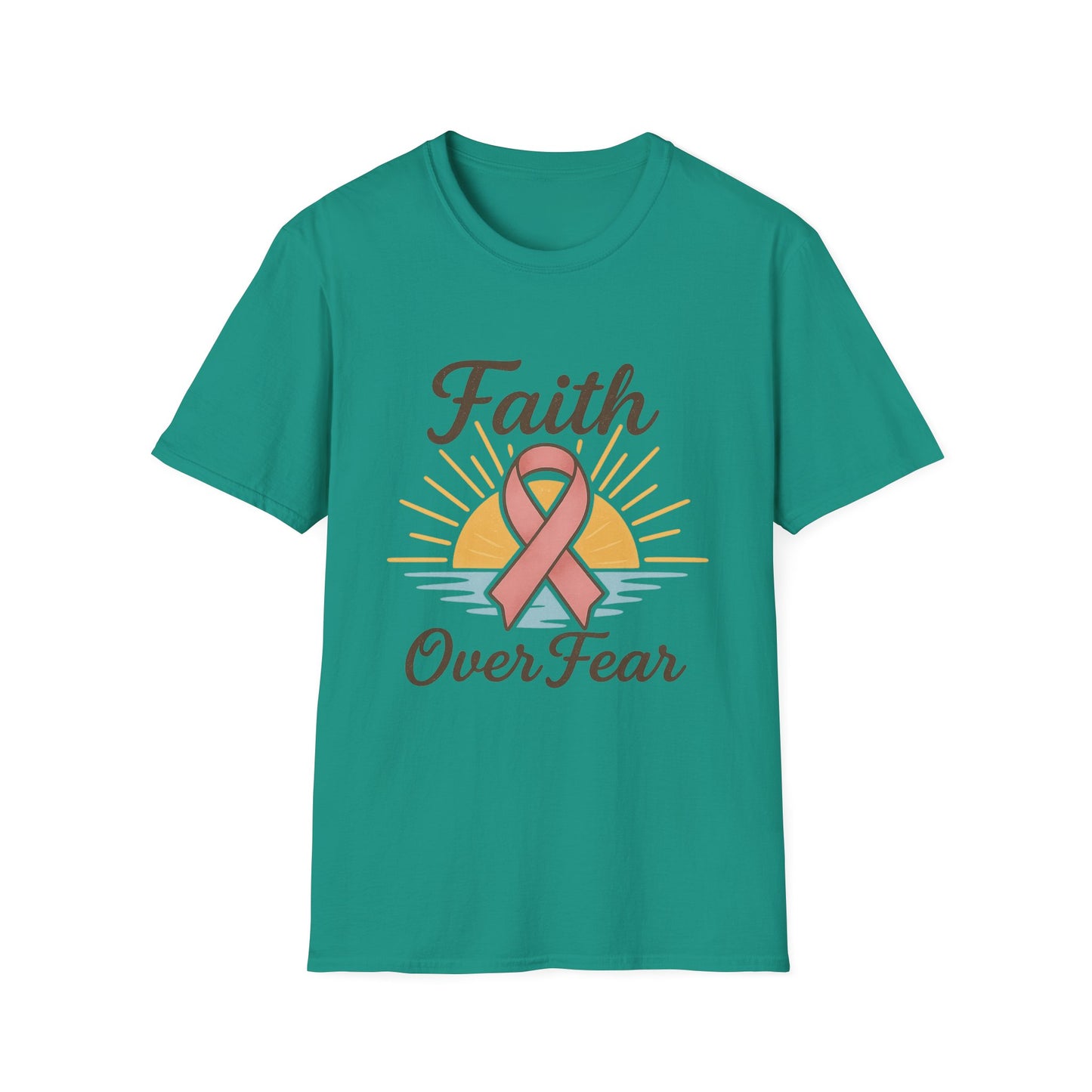 Faith Over Fear Shirt | Breast Cancer Awareness Pink Ribbon Tee | Inspirational Hope Support Survivor Fighter T-Shirt October