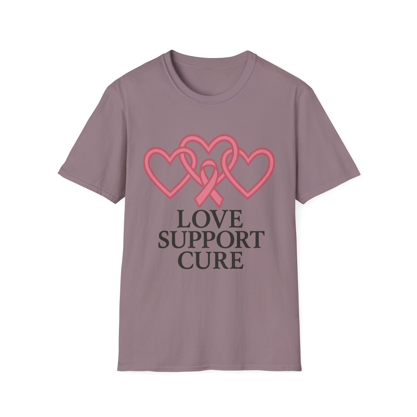 Love Support Cure Shirt | Breast Cancer Awareness Pink Ribbon Hearts Tee | Survivor Fighter Support Hope T-Shirt October Month