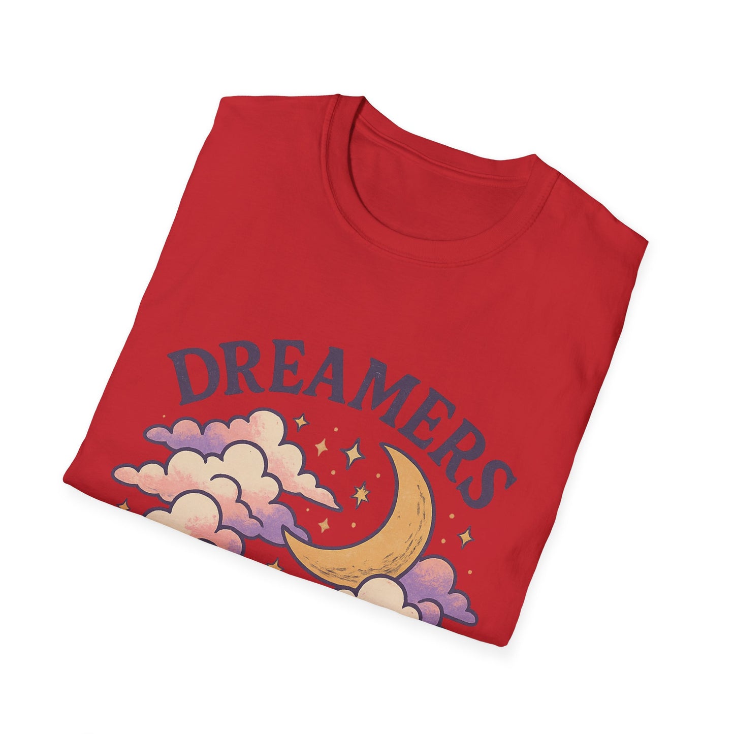 Dreamers Unite T-Shirt – Whimsical Moon & Clouds Inspirational Dreamer Tee