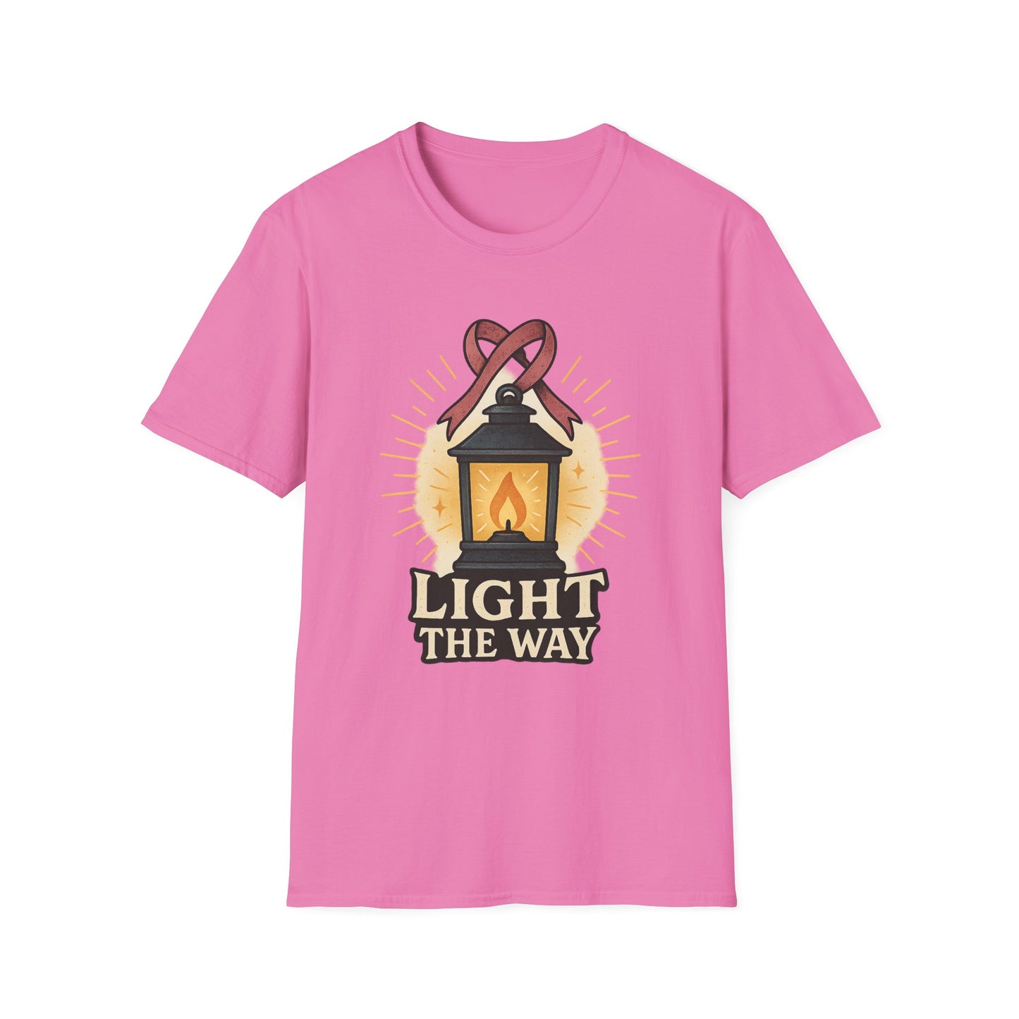 Light the Way Shirt | Breast Cancer Awareness Pink Ribbon Lantern Tee | Hope Support Survivor Fighter T-Shirt October Strong
