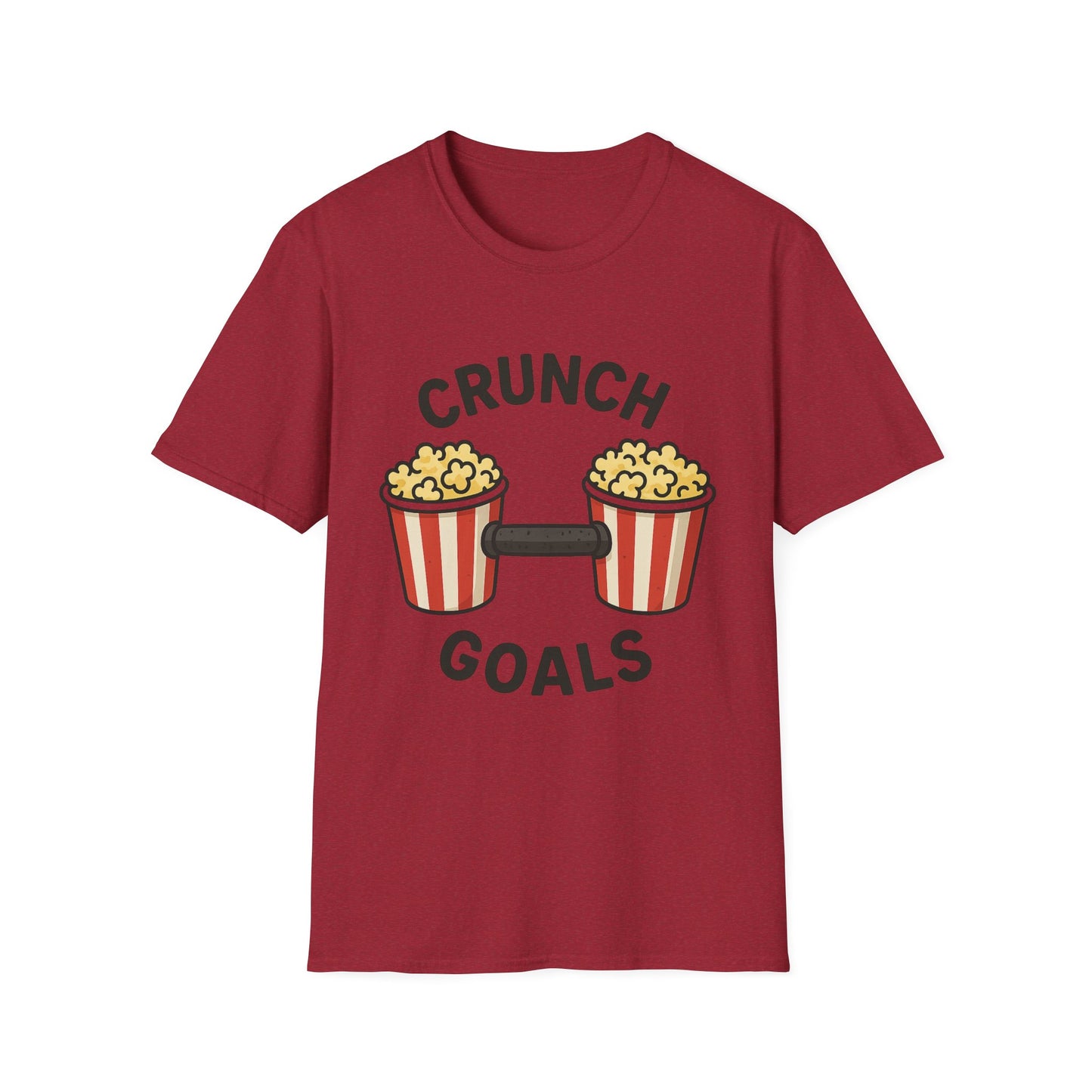 Crunch Goals Popcorn Shirt – Funny Fitness Pun Tee – Retro Popcorn Lover T-Shirt for Movie Nights & Snack Fans