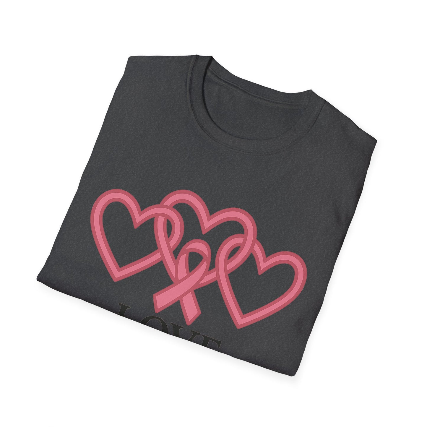 Love Support Cure Shirt | Breast Cancer Awareness Pink Ribbon Hearts Tee | Survivor Fighter Support Hope T-Shirt October Month