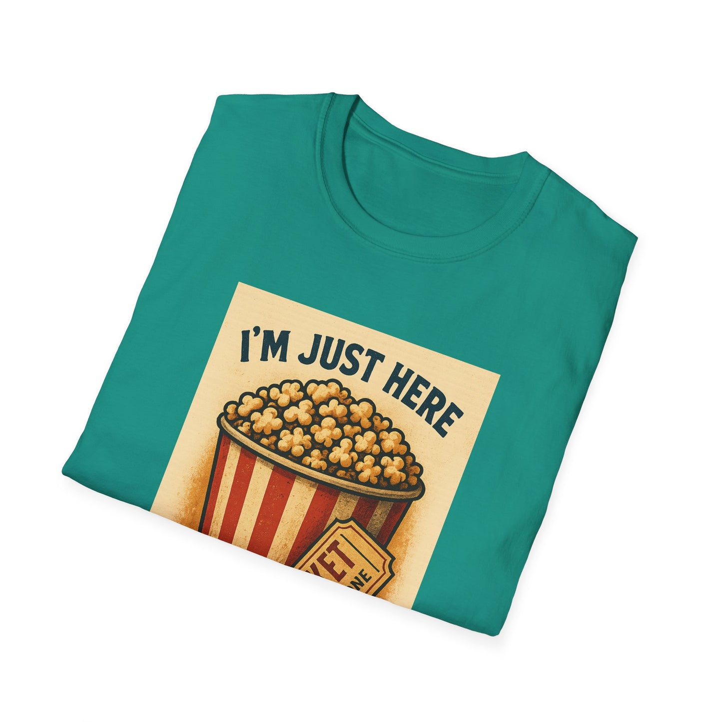 I’m Just Here for the Popcorn Shirt – Funny Movie Night Tee – Retro Popcorn Bucket T-Shirt for Theater & Film Fans