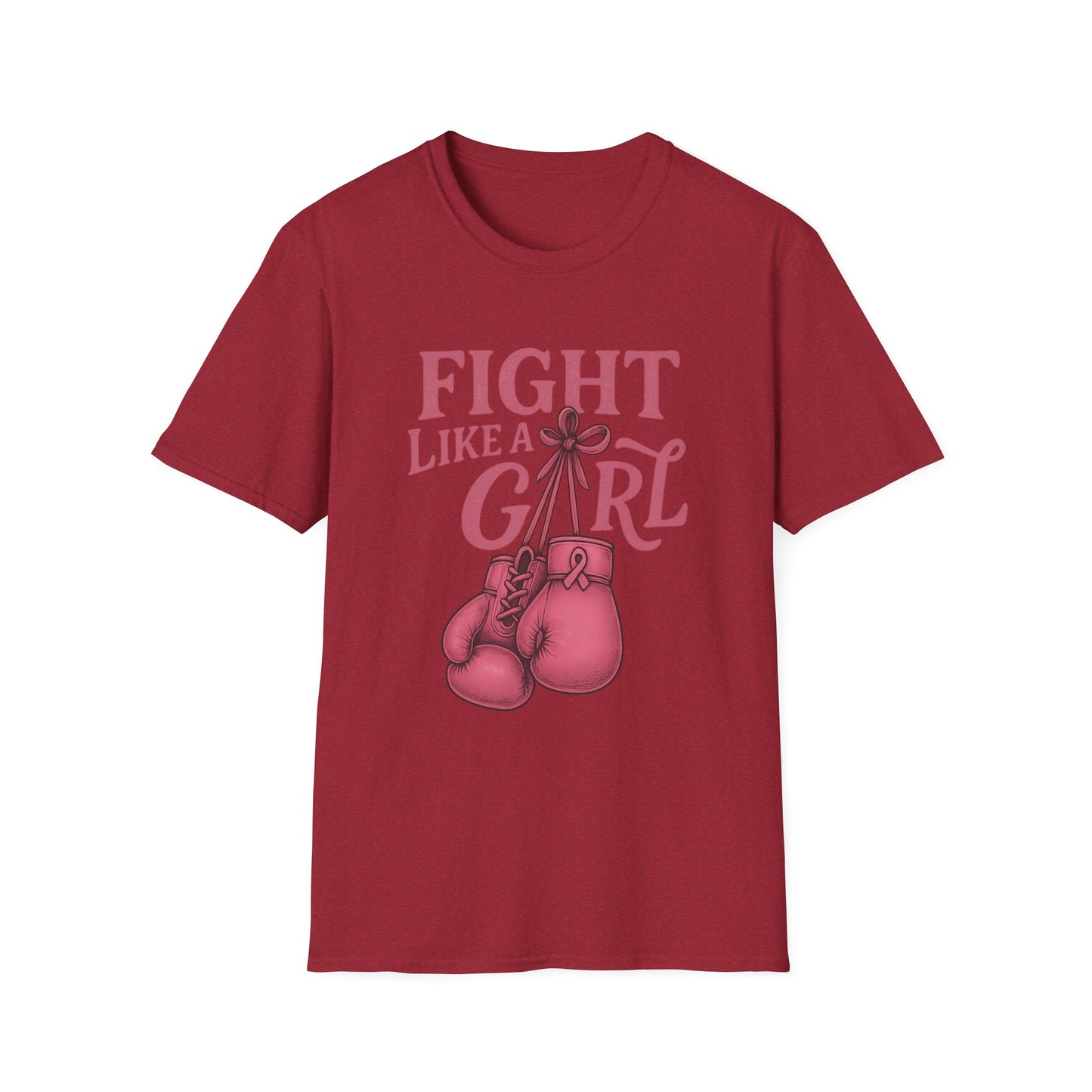 Fight Like a Girl Shirt | Breast Cancer Awareness Boxing Gloves Tee | Pink Ribbon Strength Support T-Shirt Survivor Fighter