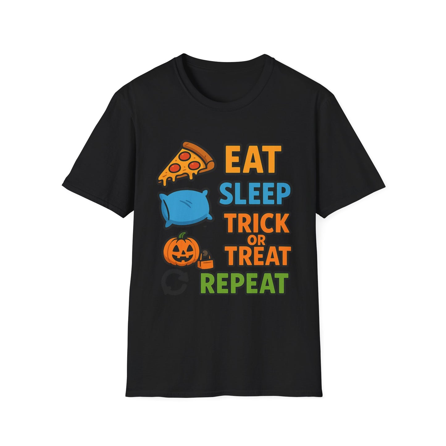 Eat Sleep Trick or Treat Repeat Shirt – Funny Halloween Candy Tee