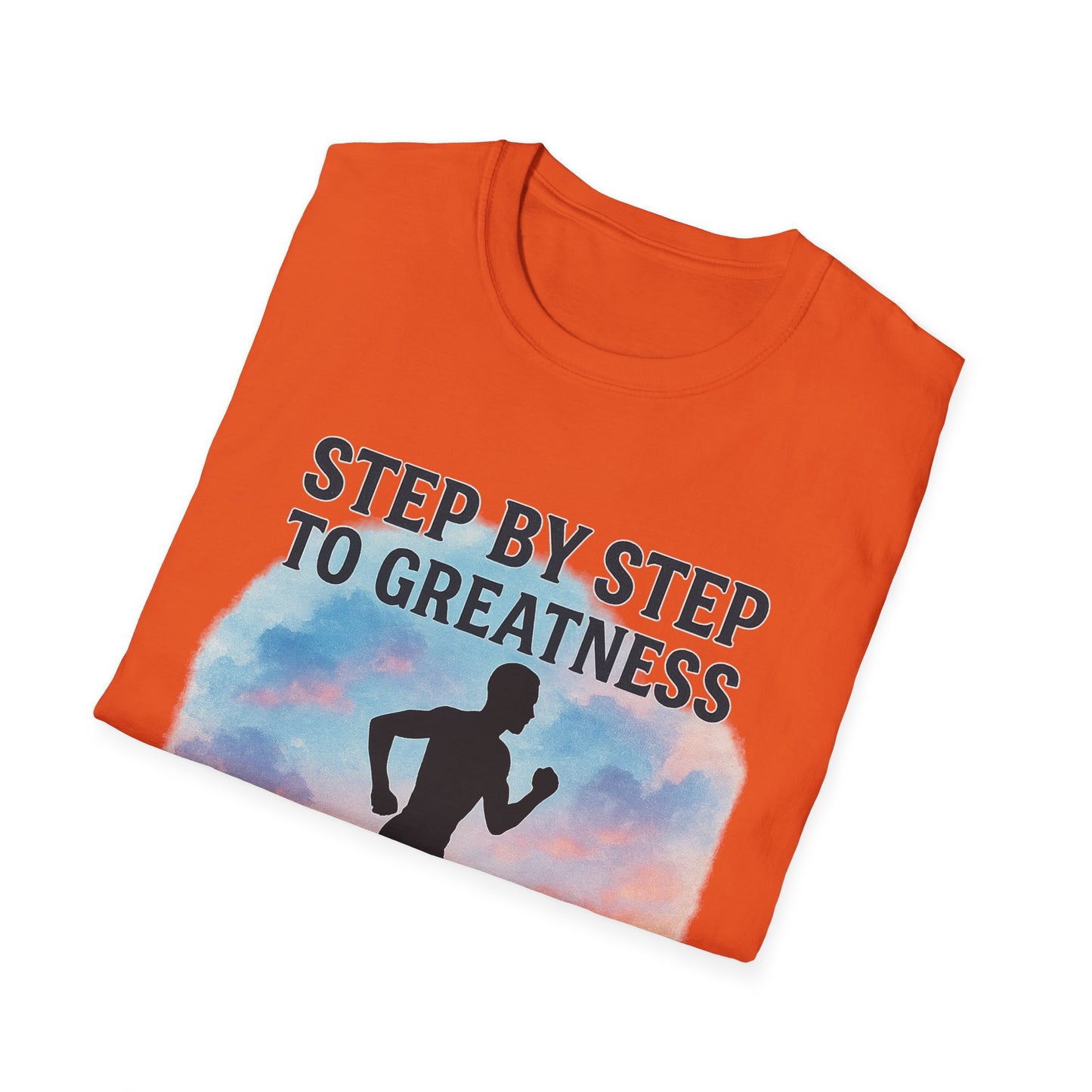 Step by Step to Greatness T-Shirt – Runner Silhouette Motivational Fitness Tee