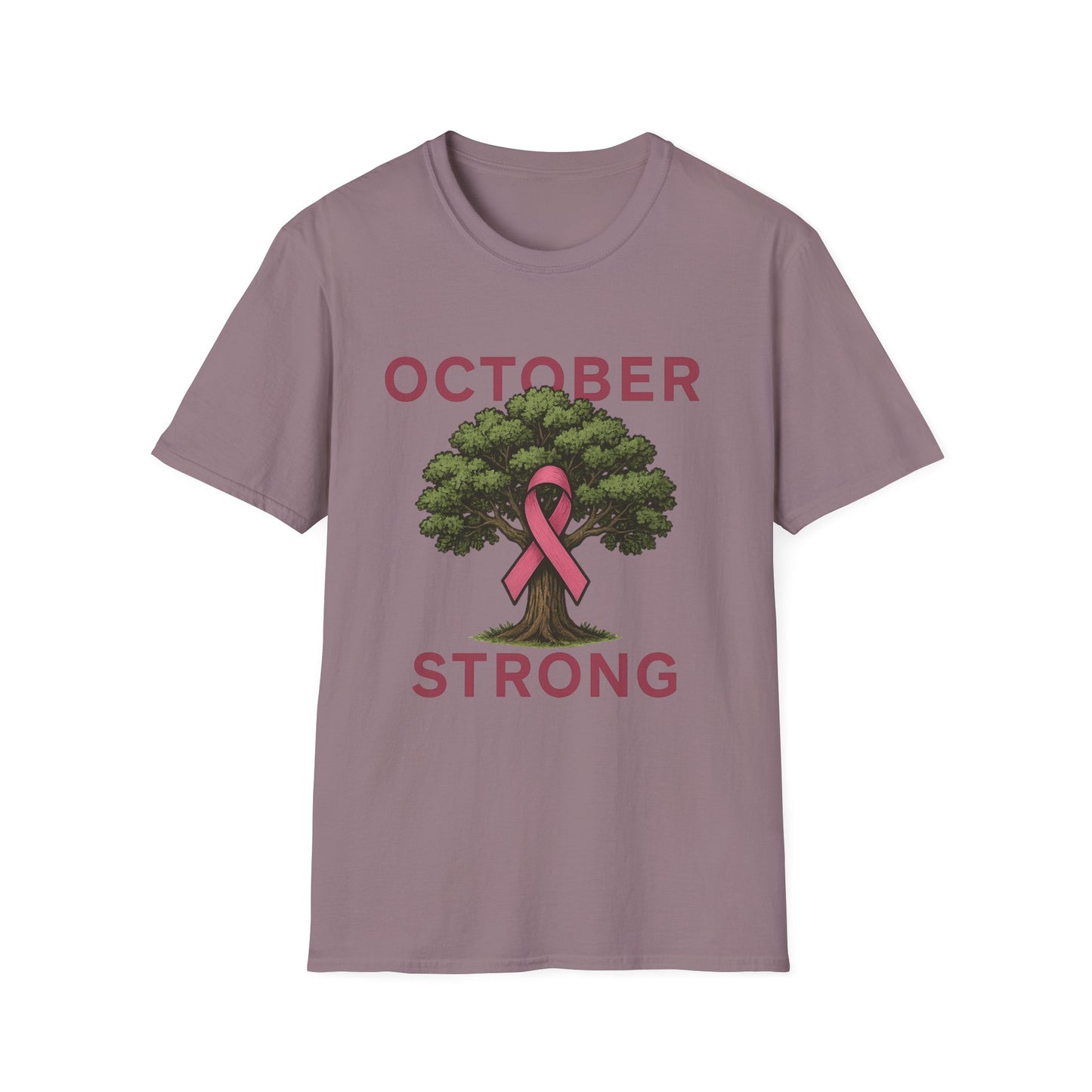 October Strong Shirt | Breast Cancer Awareness Pink Ribbon Tree Tee | Survivor Fighter Support T-Shirt Hope Strength Courage