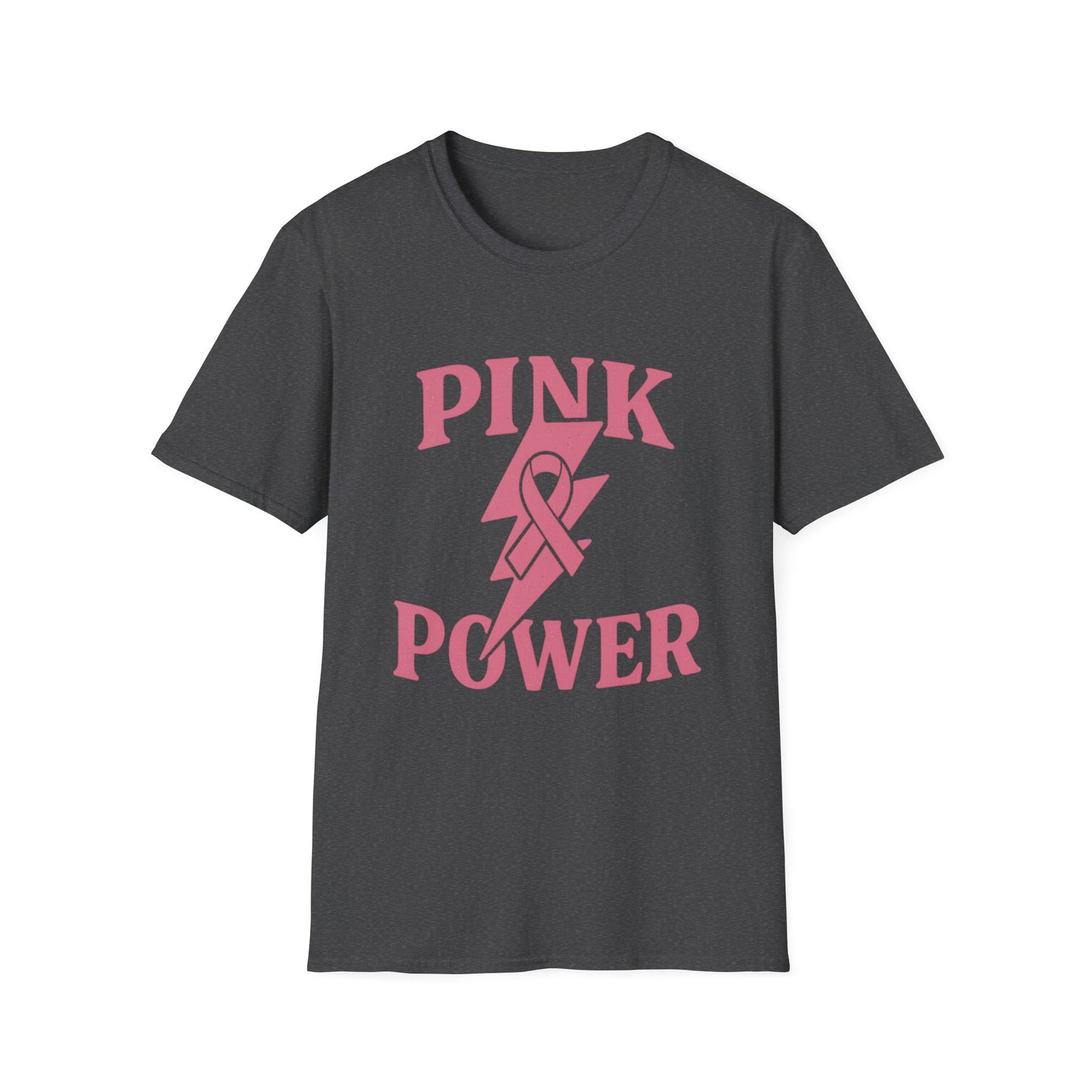 Pink Power Shirt | Breast Cancer Awareness Lightning Ribbon Tee | Survivor Fighter Strong Support Hope T-Shirt October Month