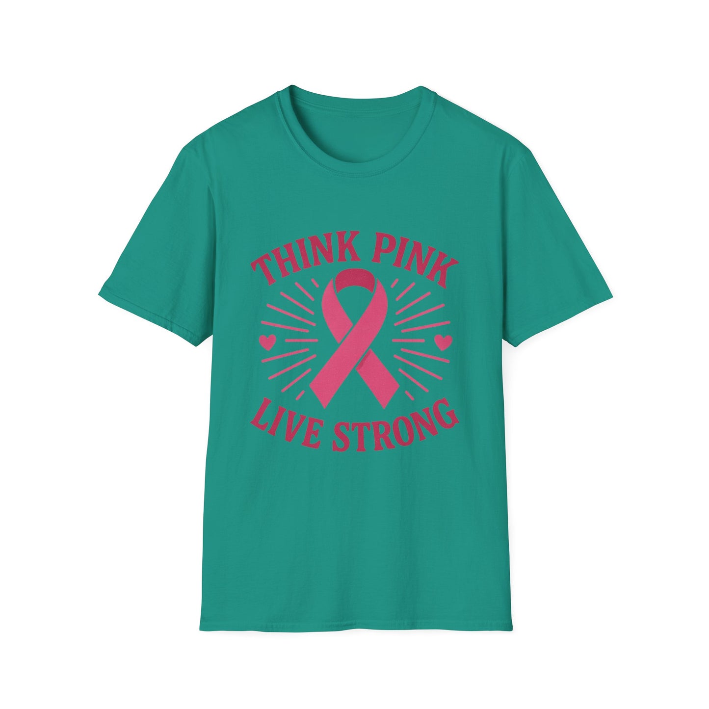 Think Pink Shirt Live Strong | Breast Cancer Awareness Ribbon Tee | Pink Support Hope Strength T-Shirt Women Men October