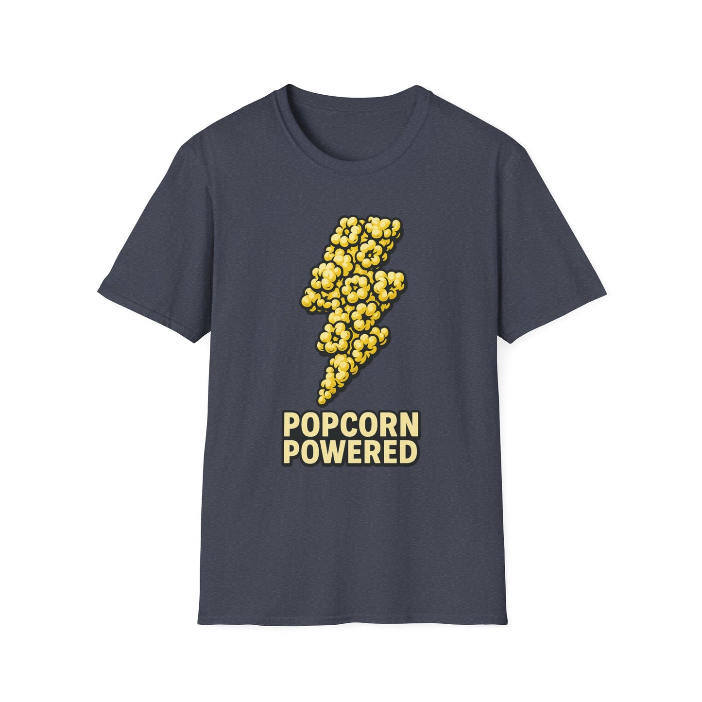 Popcorn Powered Shirt – Funny Movie Snack Tee – Retro Popcorn Lover T-Shirt for Cinema Nights & Foodie Fans