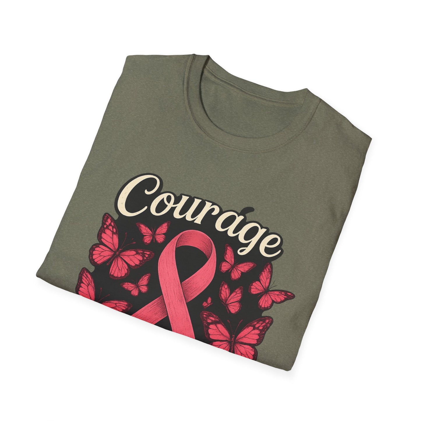 Courage Is Contagious Shirt | Breast Cancer Awareness Pink Ribbon Tee | Butterfly Hope Support Survivor Fighter T-Shirt October