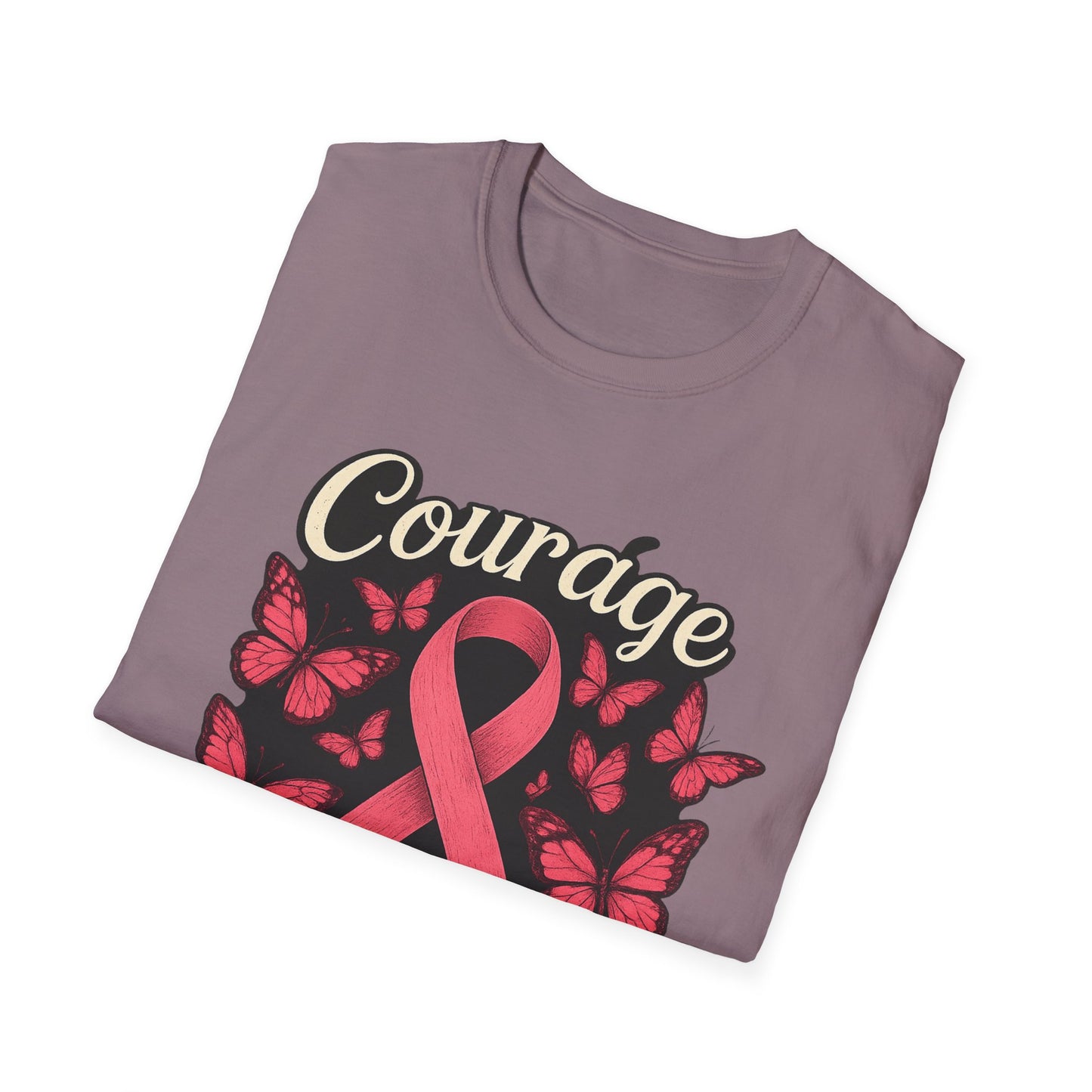 Courage Is Contagious Shirt | Breast Cancer Awareness Pink Ribbon Tee | Butterfly Hope Support Survivor Fighter T-Shirt October